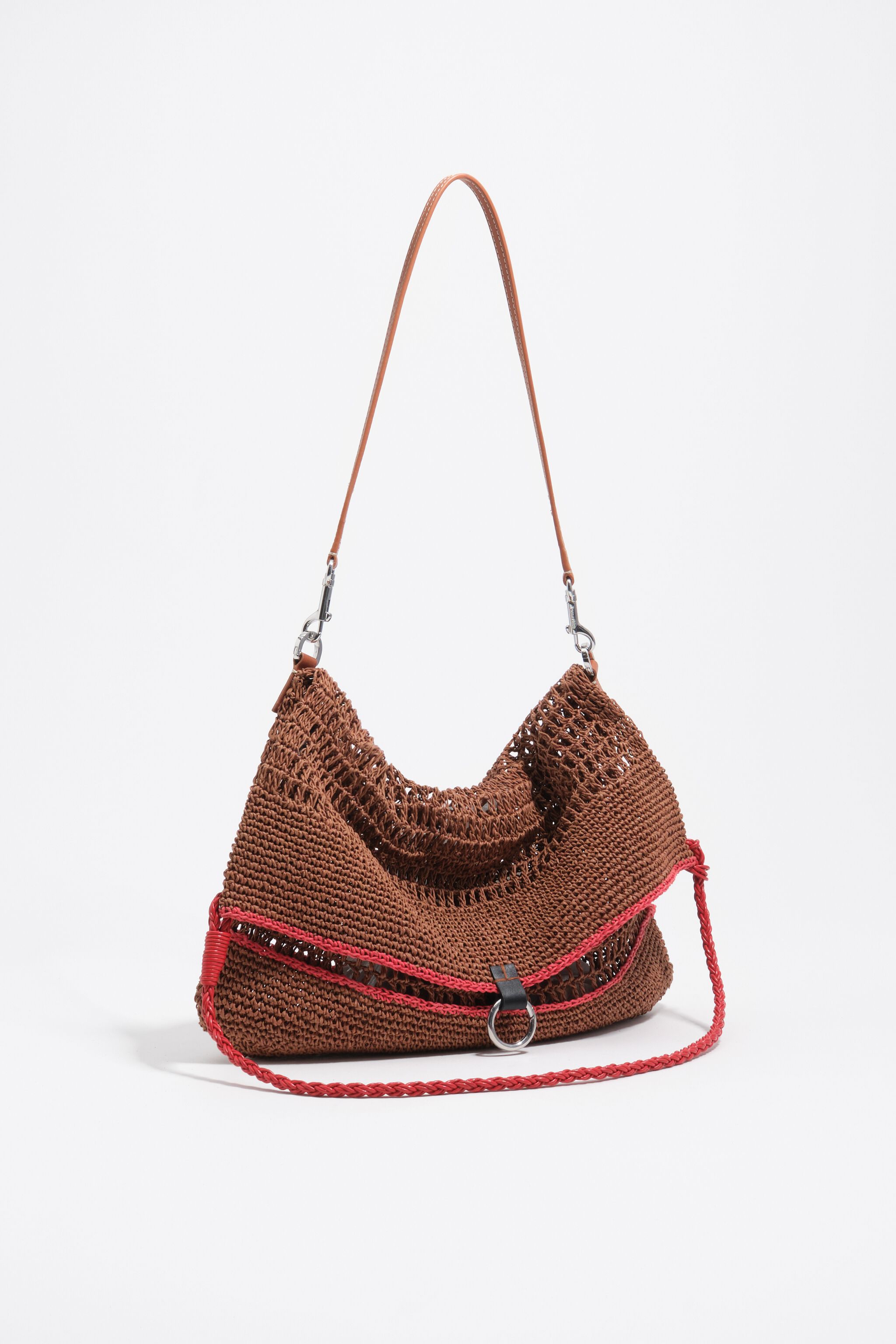 Bolso bandolera de ratán efecto roble mediano