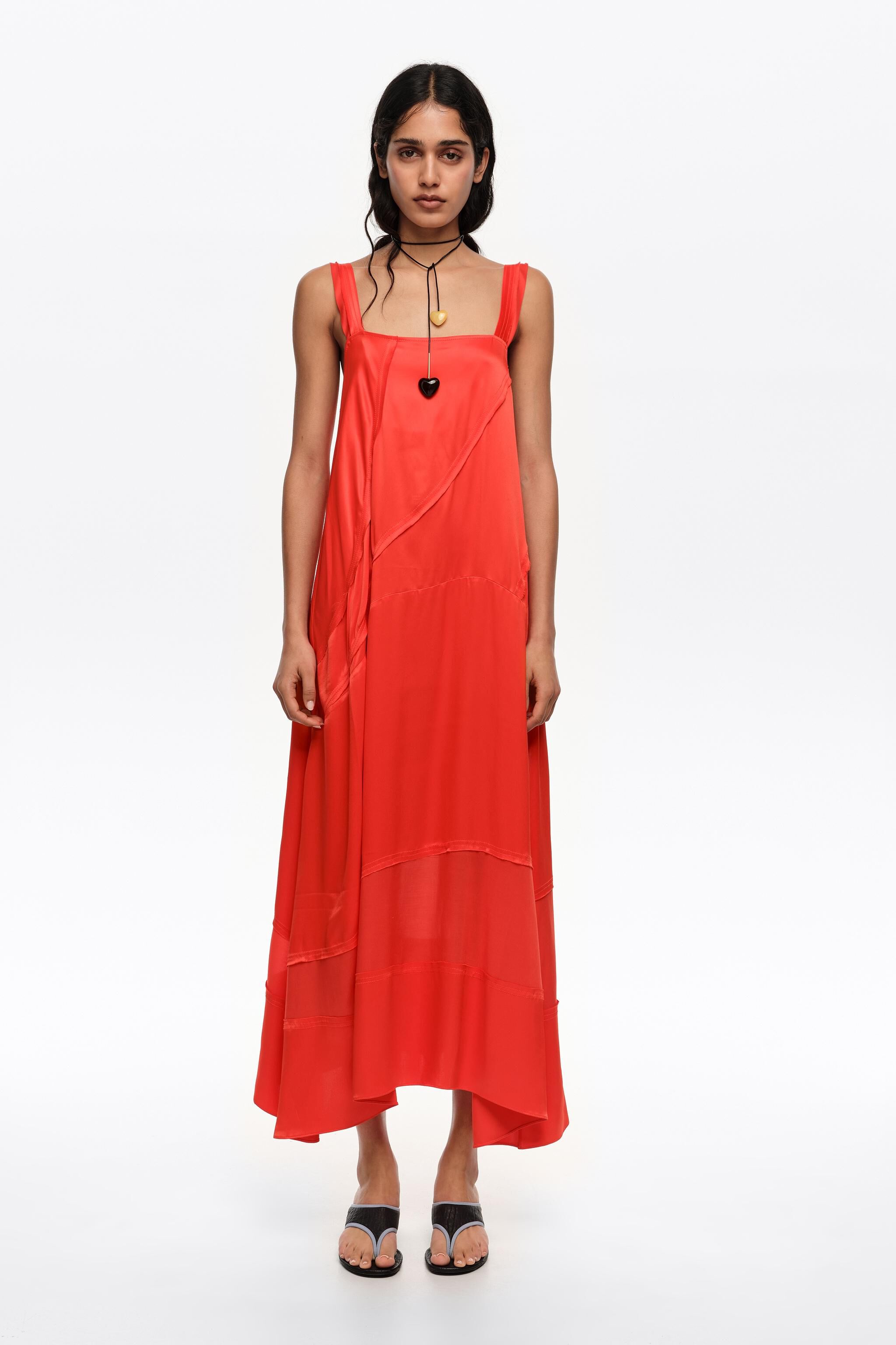Vestido rojo A-line con vuelo