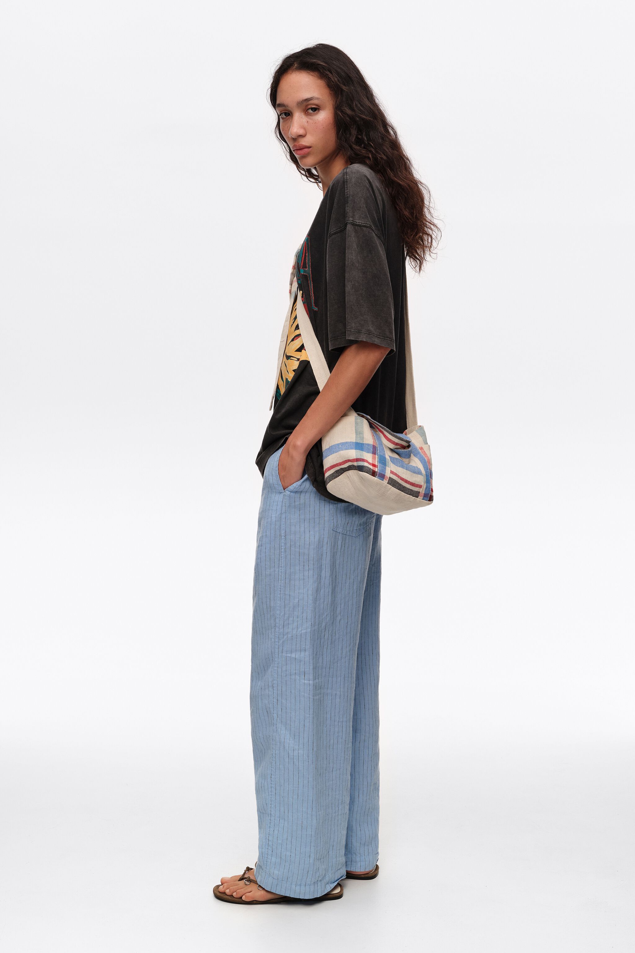 Bolso mini de lino ecru