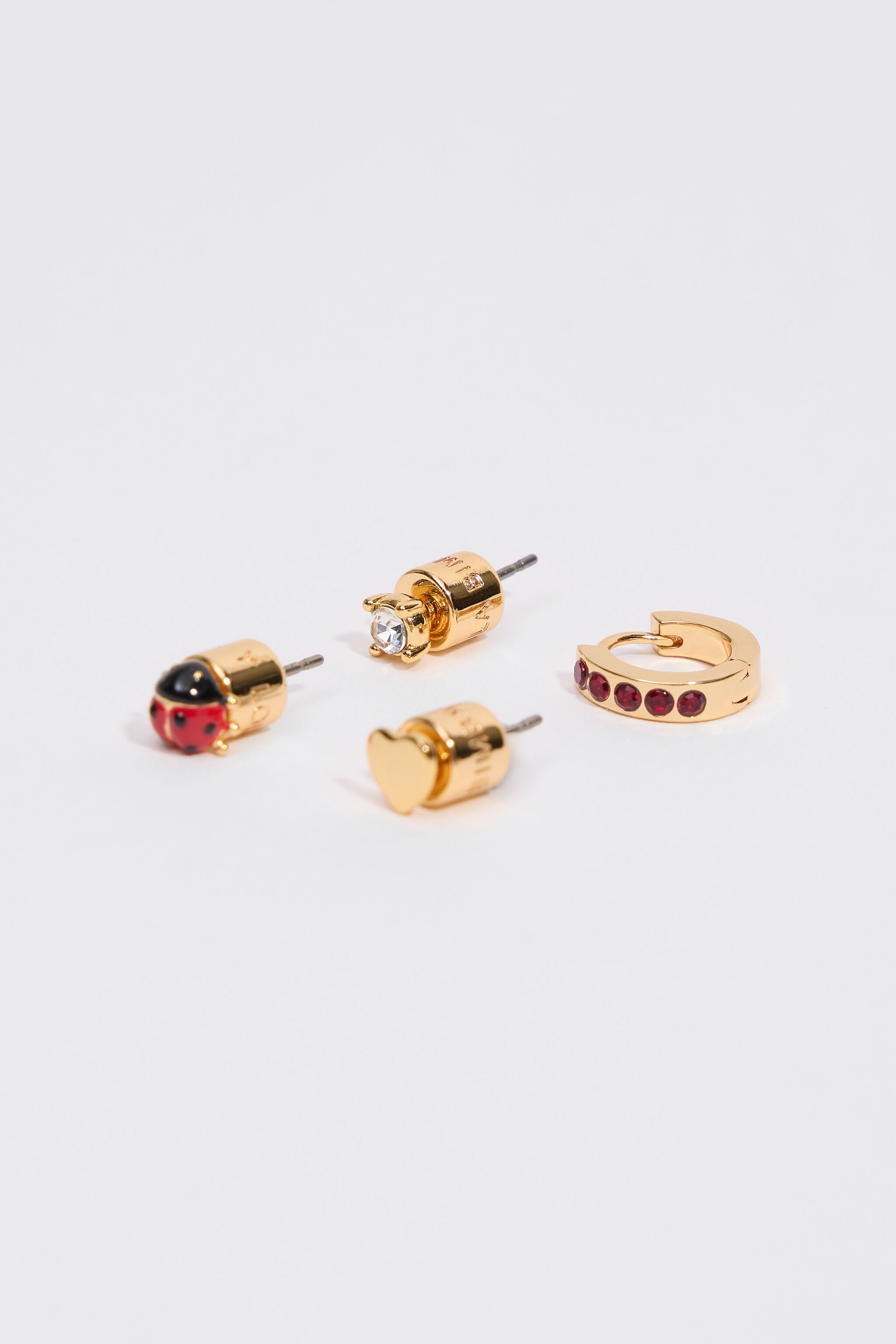 Conjunto de 4 pendientes mini de ladybug rojo
