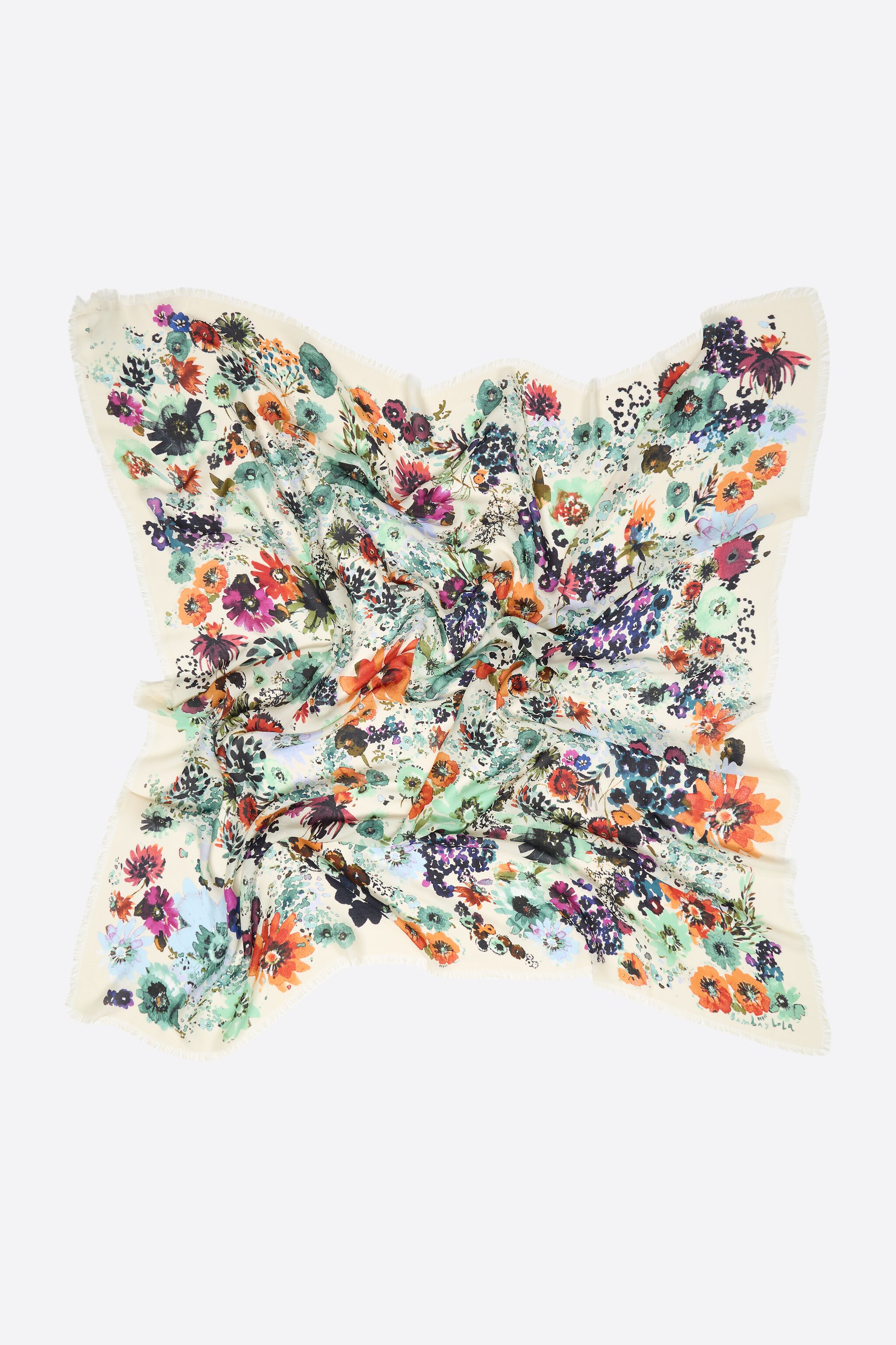 Chal acuarela floral marfil