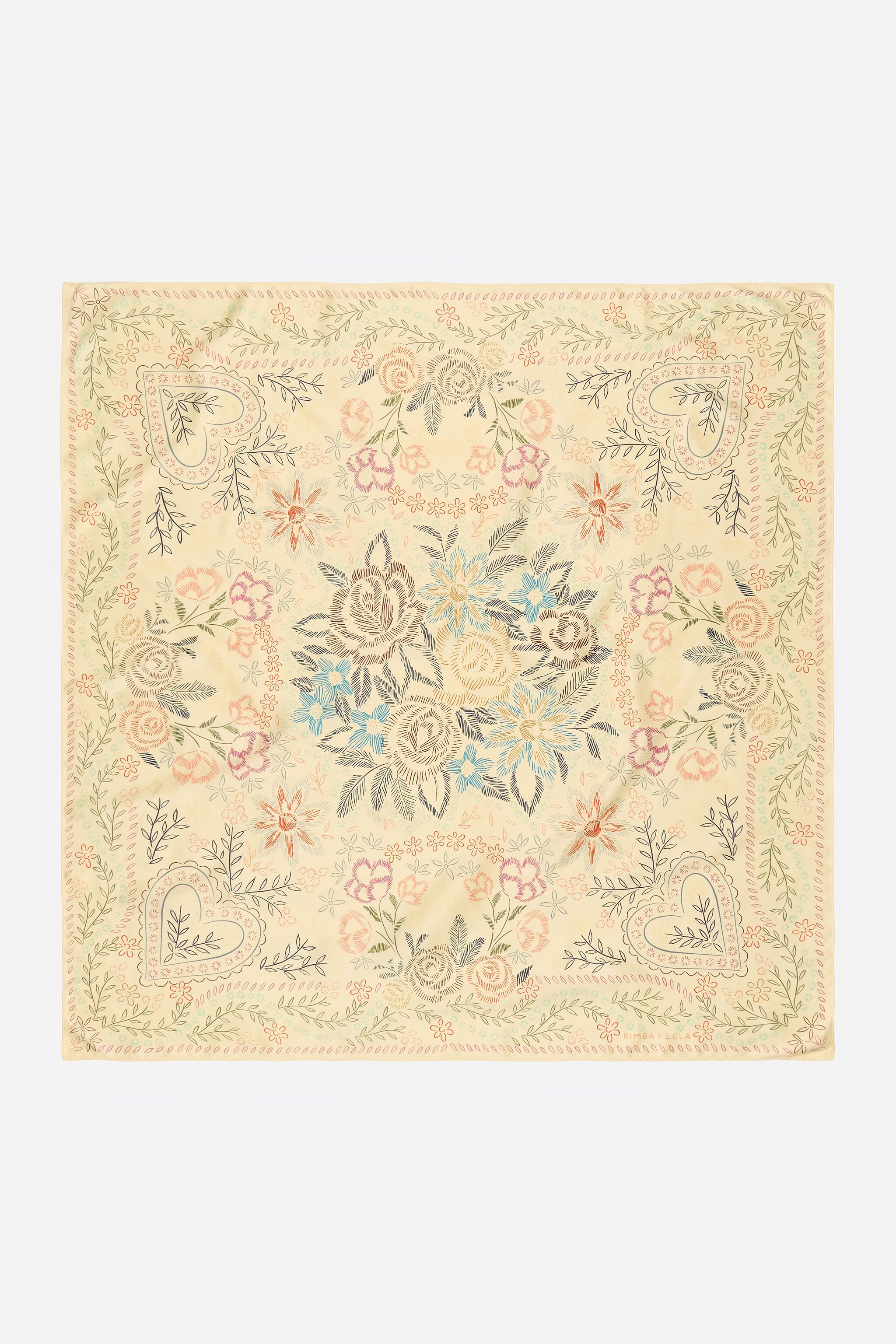 Pashmina con trazos florales de vainilla