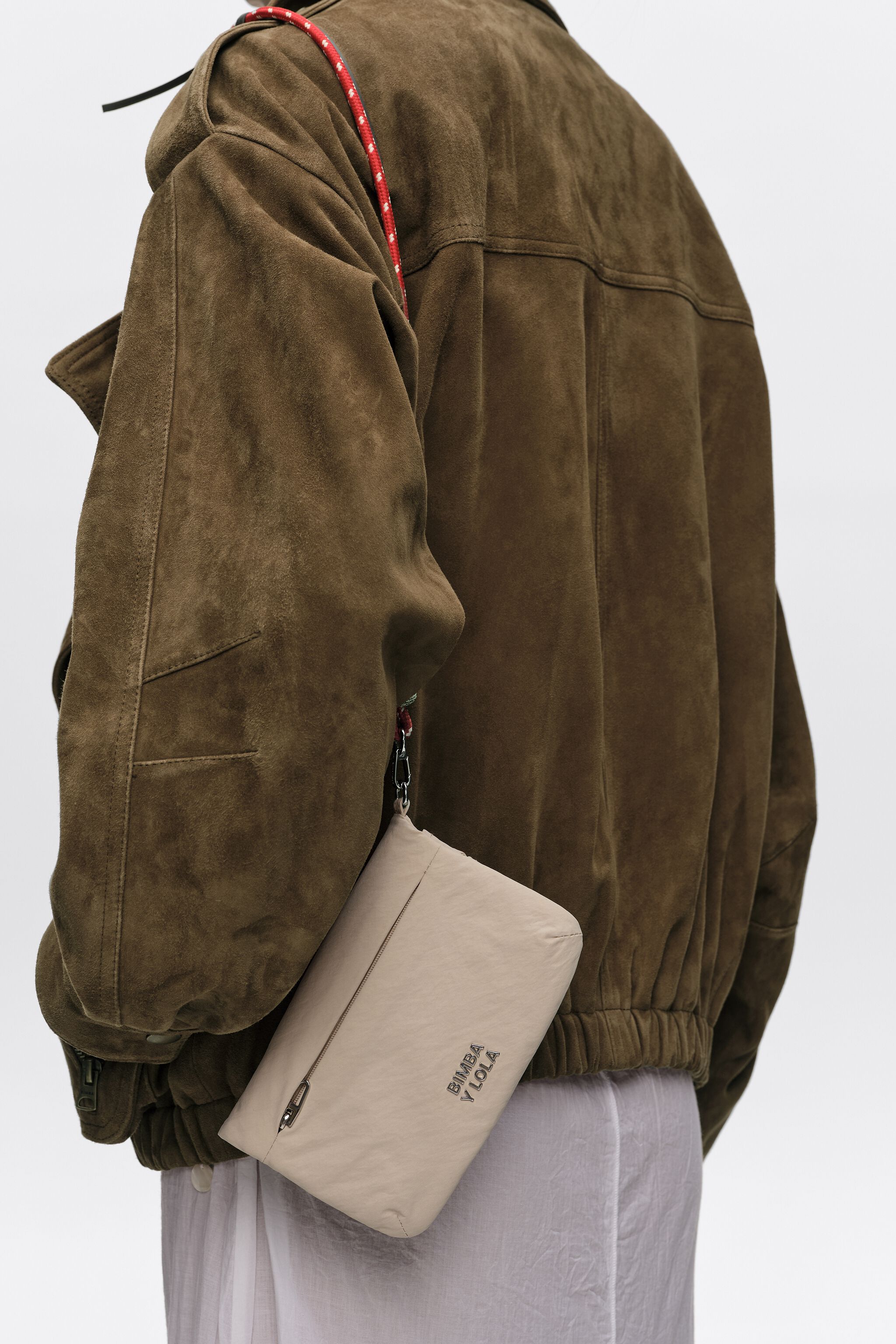 Bolso de cremallera de nylon con piedra grande
