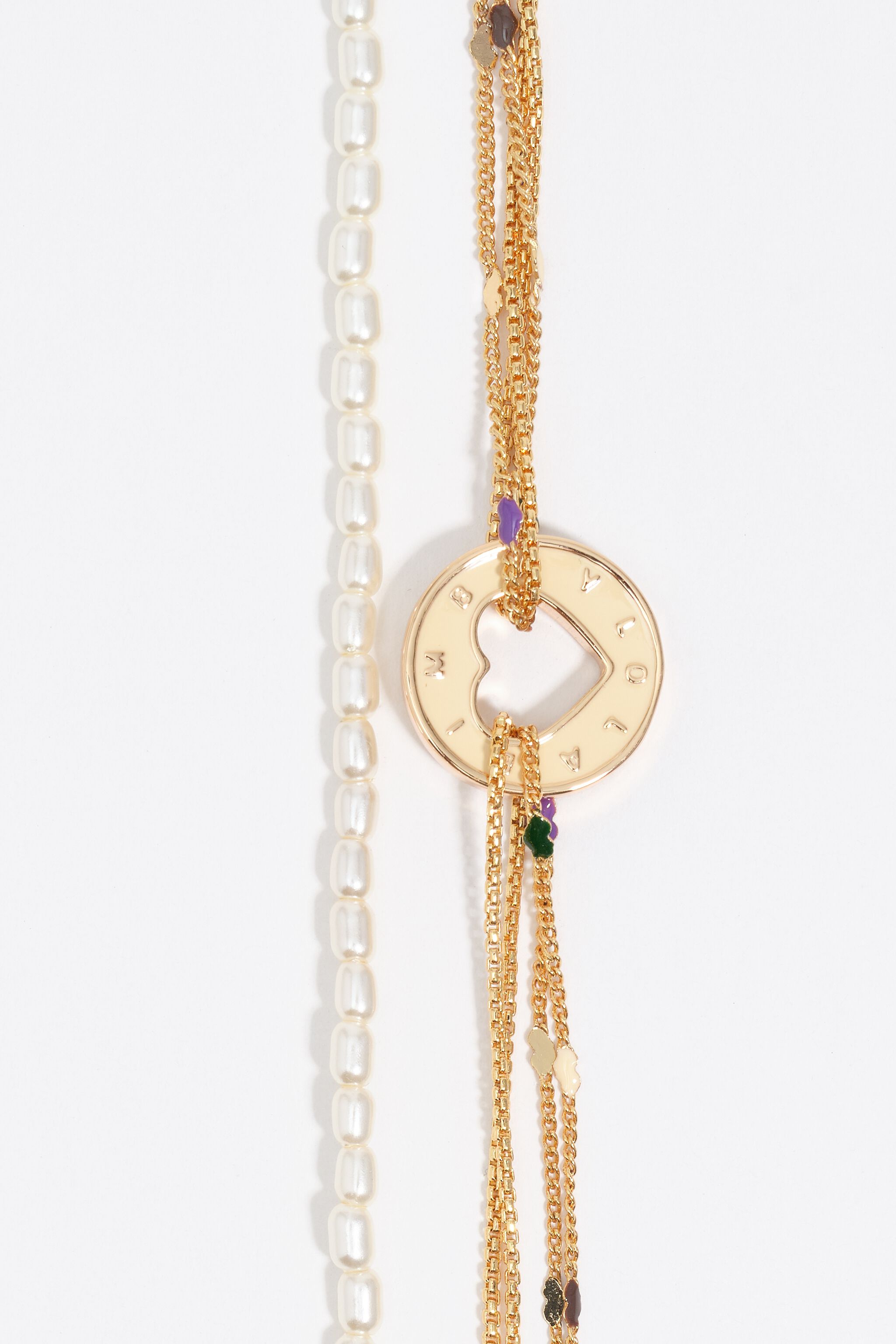 Pulsera multicanal con logotipo en color marfil