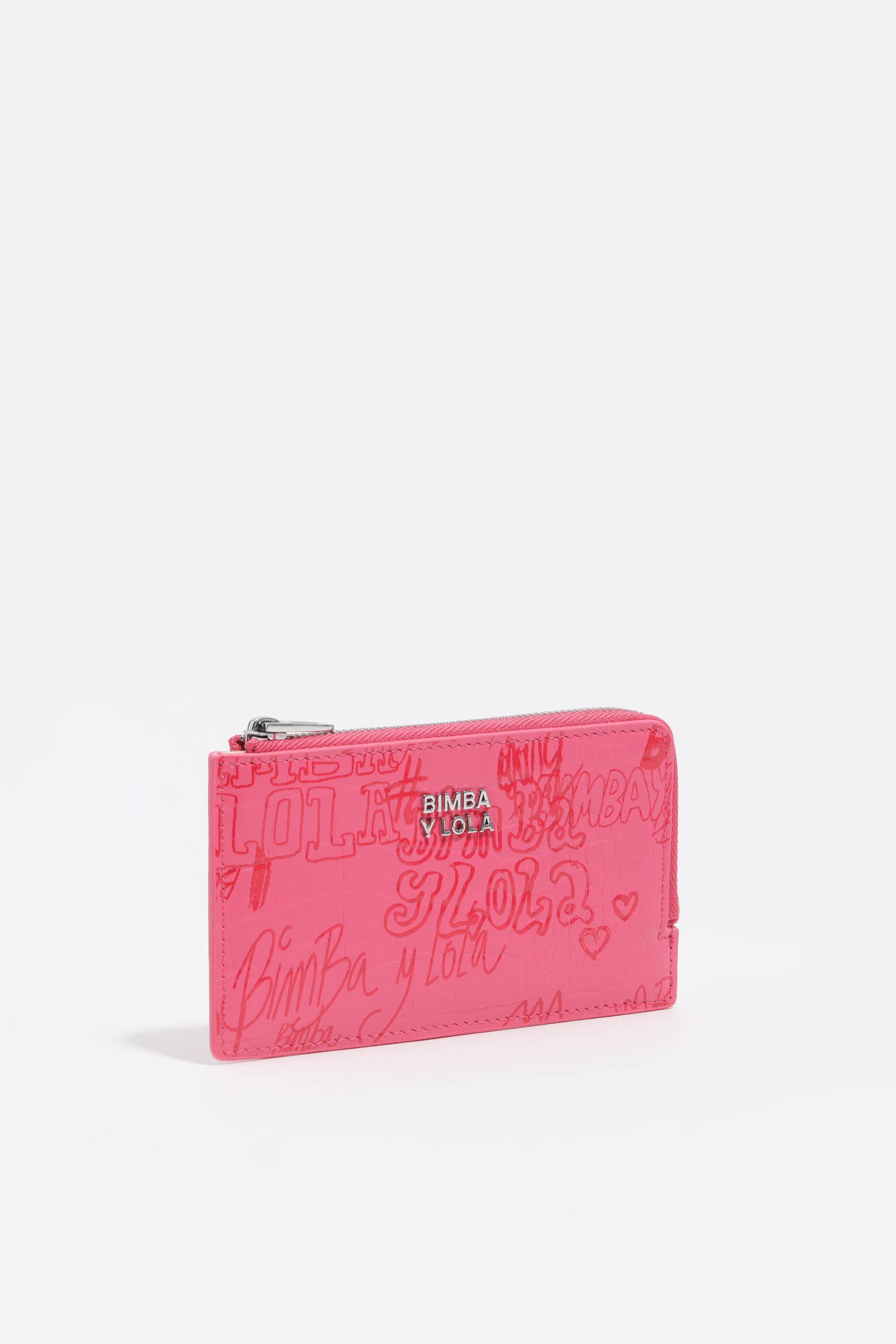 Porta tarjetas/billetera con logotipo de BIMBA berry pink
