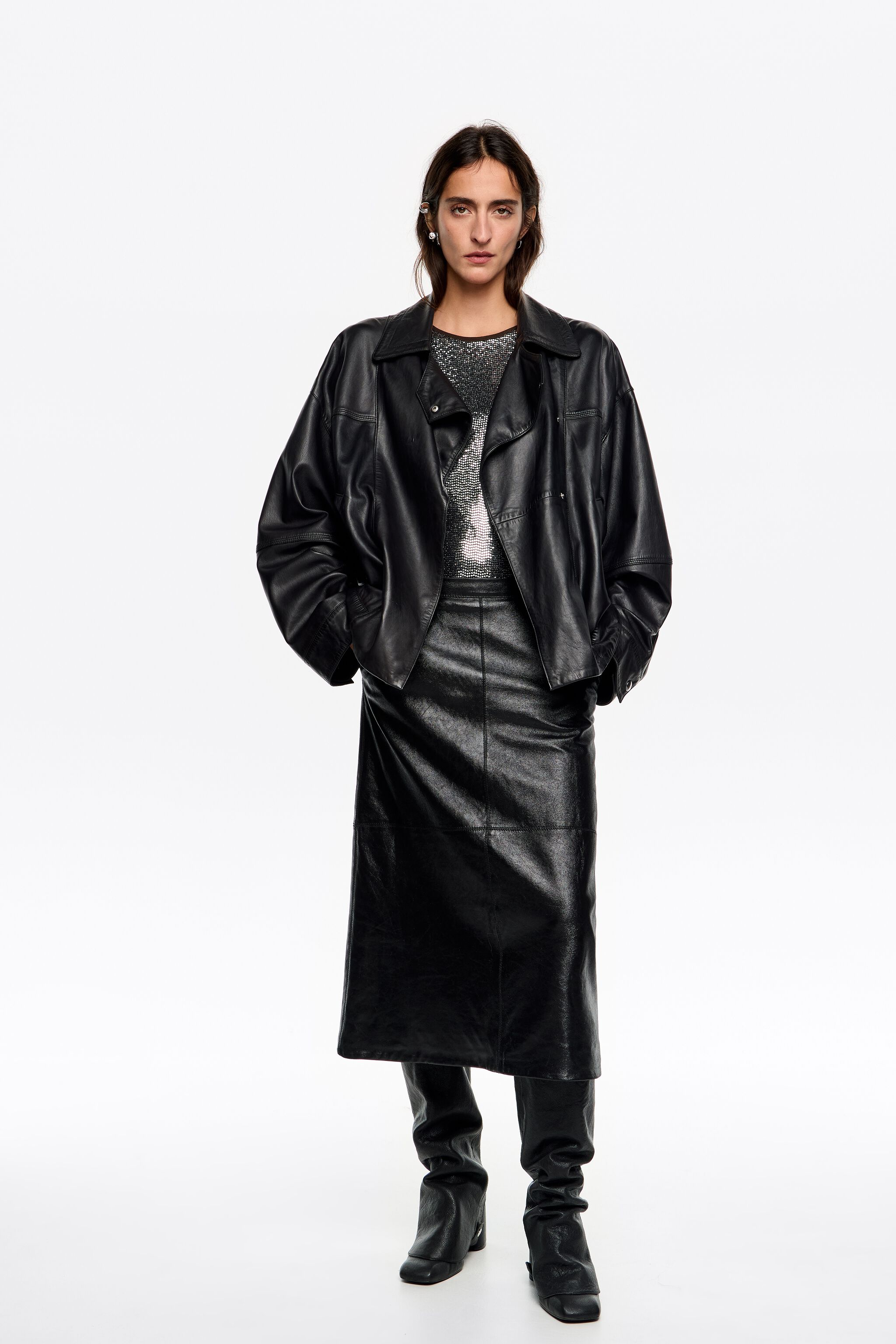 Chaqueta de cuero negra