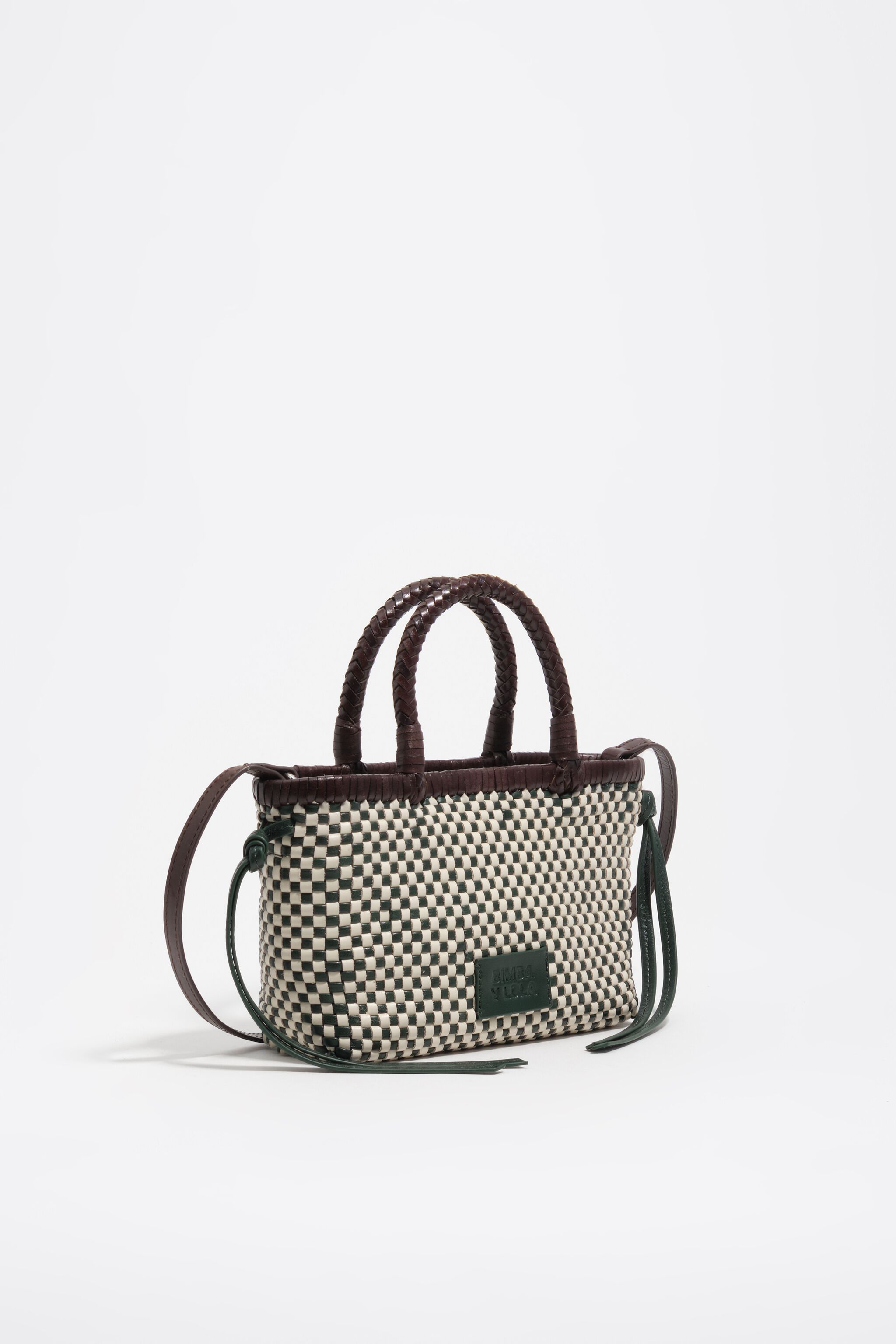 Bolso de cuero trenzado verde oscuro