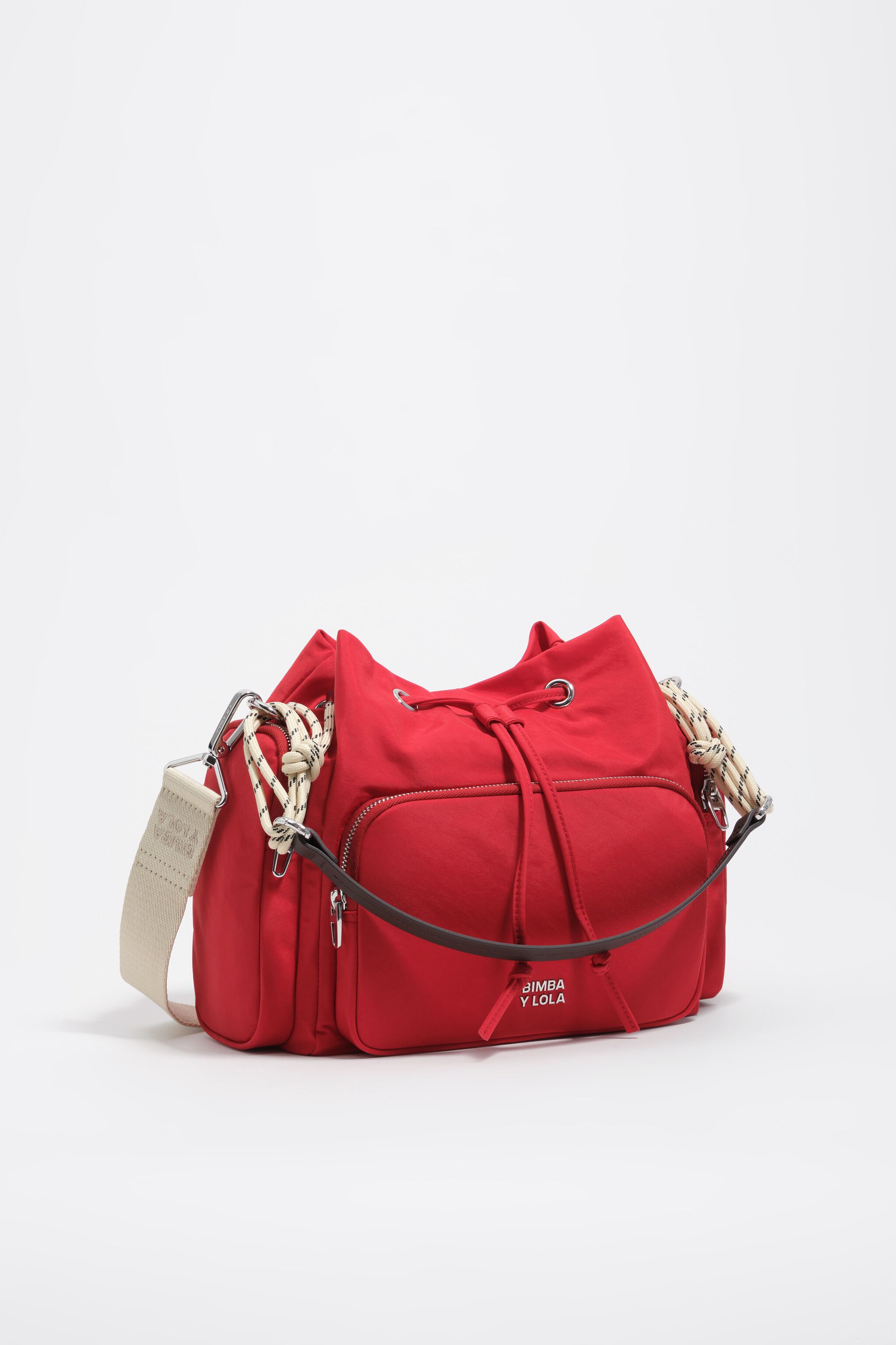Bolso de bolsillo de nailon rojo mediano