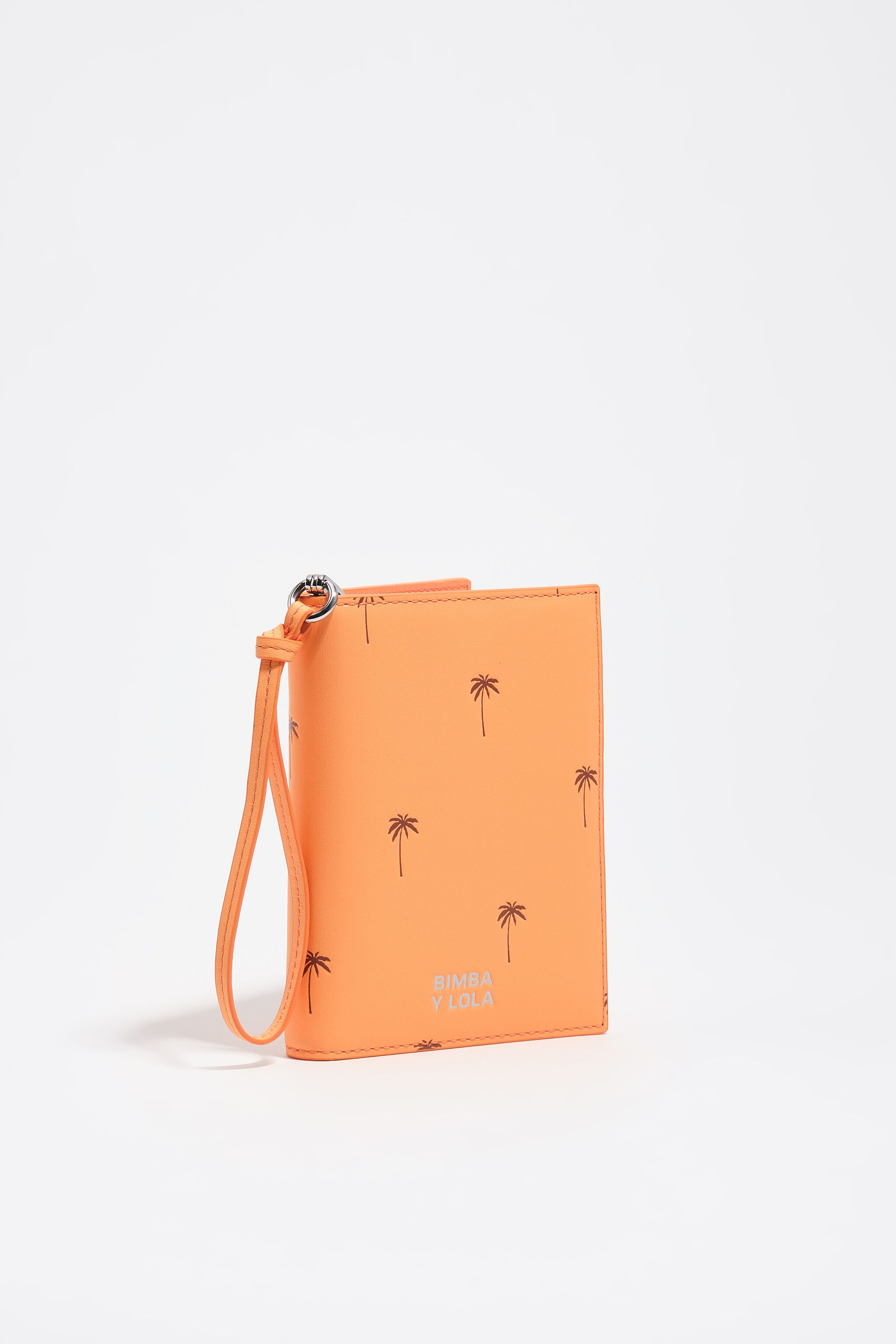 Funda de pasaporte de cuero con sorbete naranja