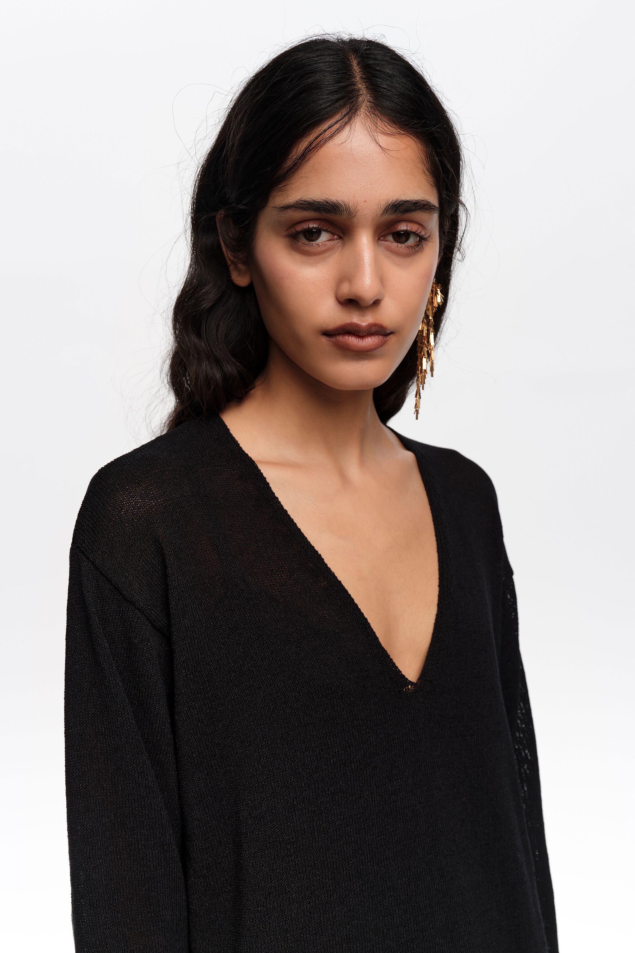 Sweater de punto de algodón negro