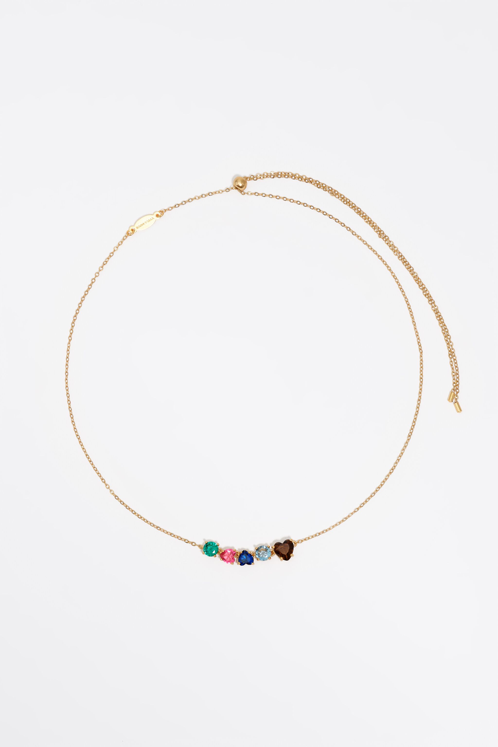Collar de cadena de oro y cristales
