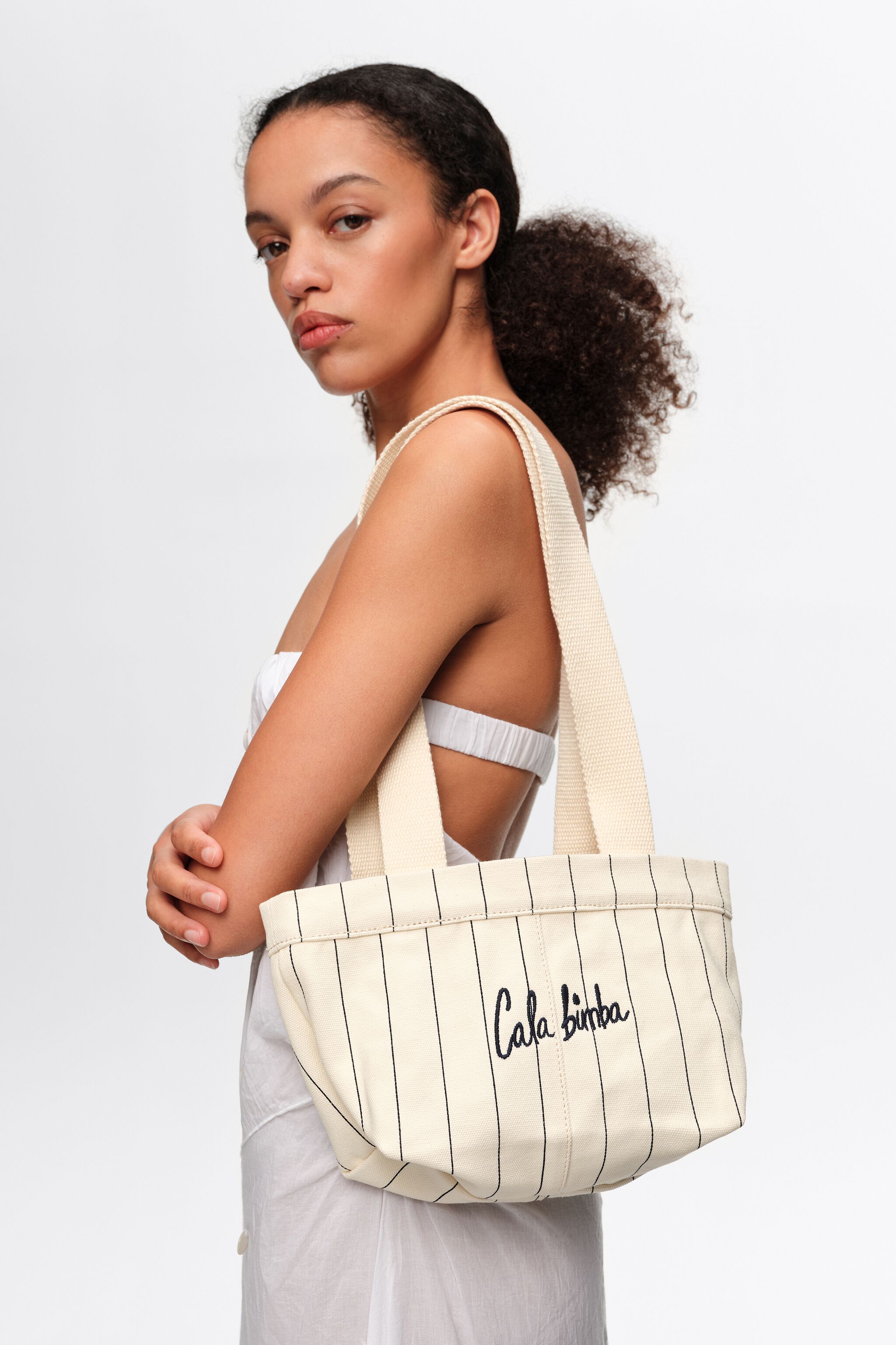 Bolso bandolera mini de algodón crudo