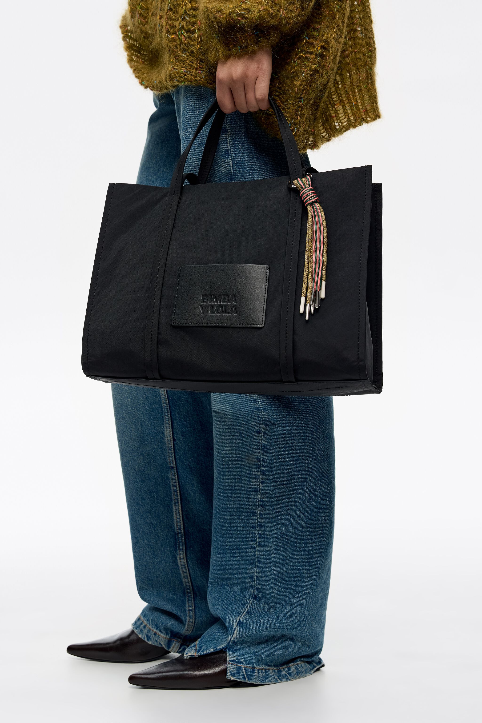 Bolsa de compras grande de nailon negro