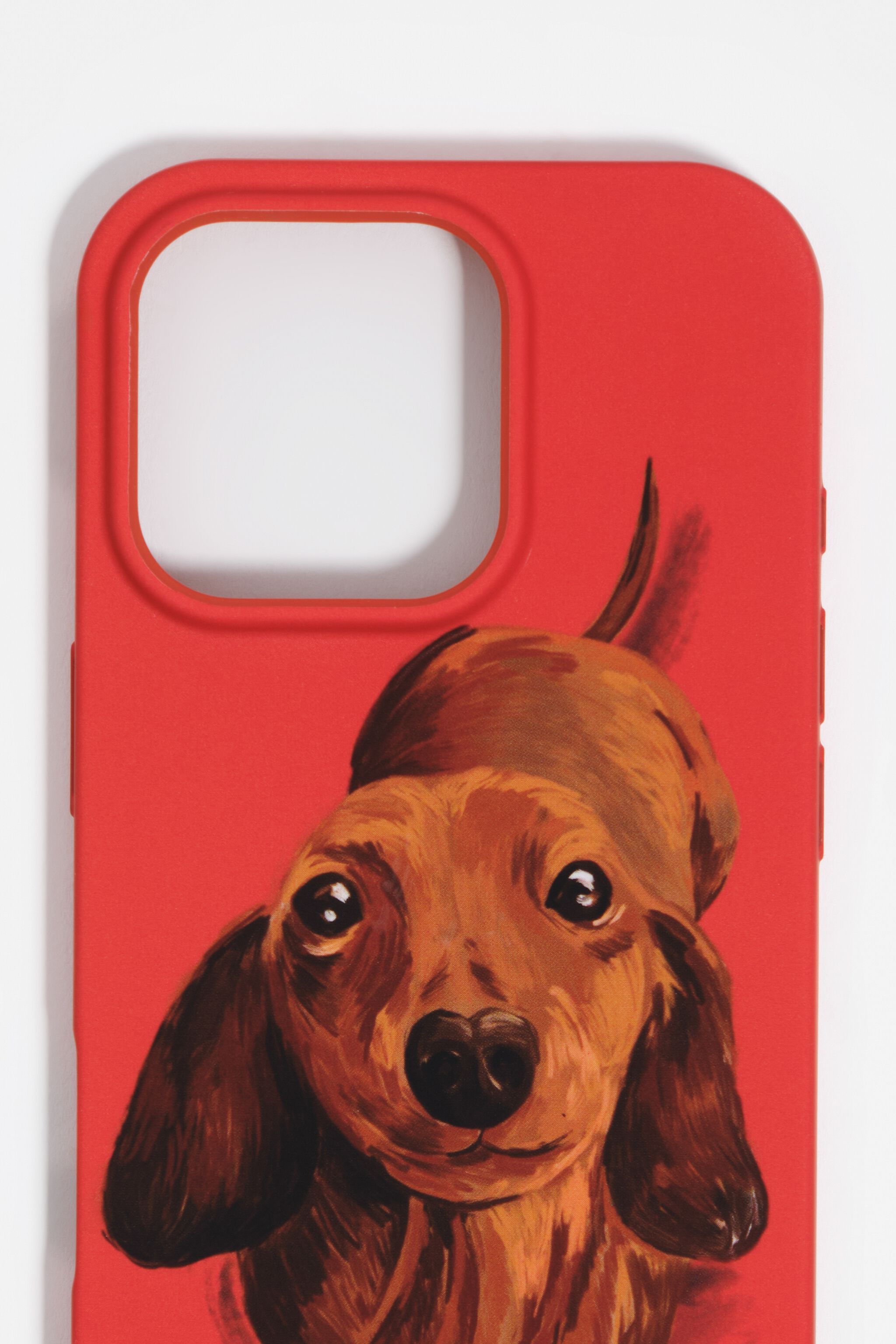 Funda rígida para iPhone 16 Pro de dachshund rojo