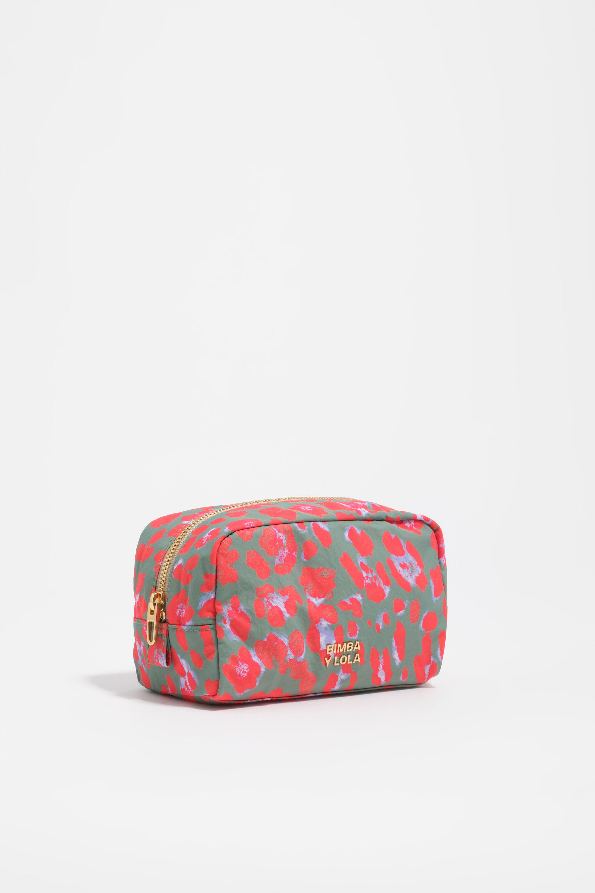 Estuche de maquillaje de nailon con estampado de leopardo acuamarina
