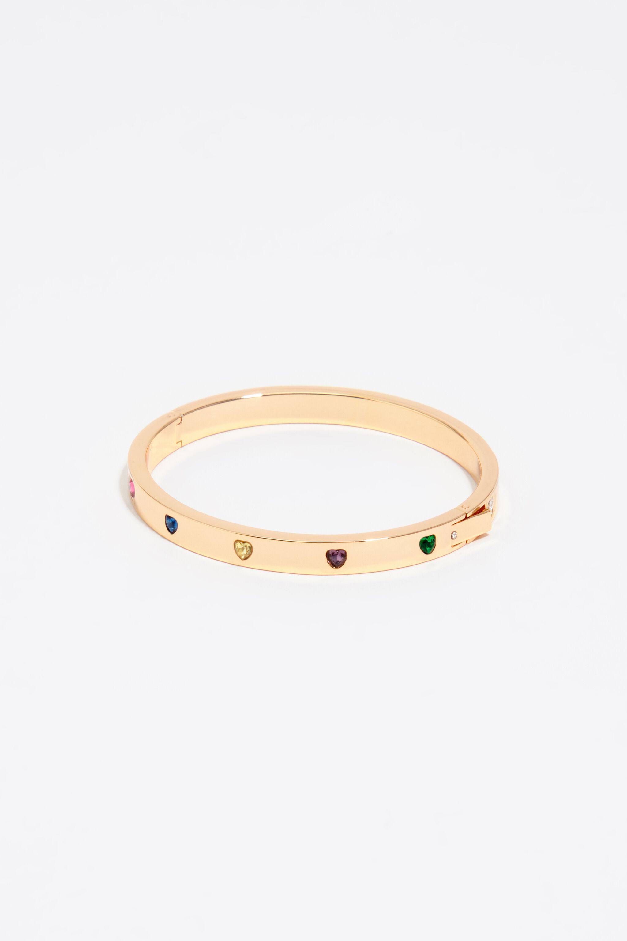 Pulsera de cristal con corazón dorado