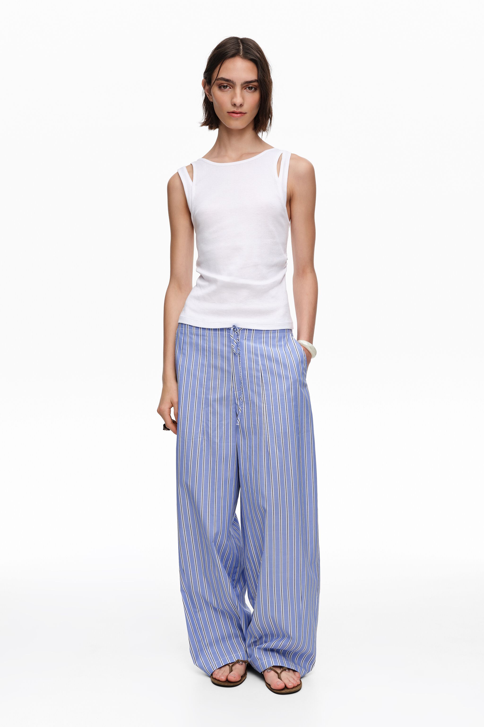 Pantalones jogger de algodón con rayas azules