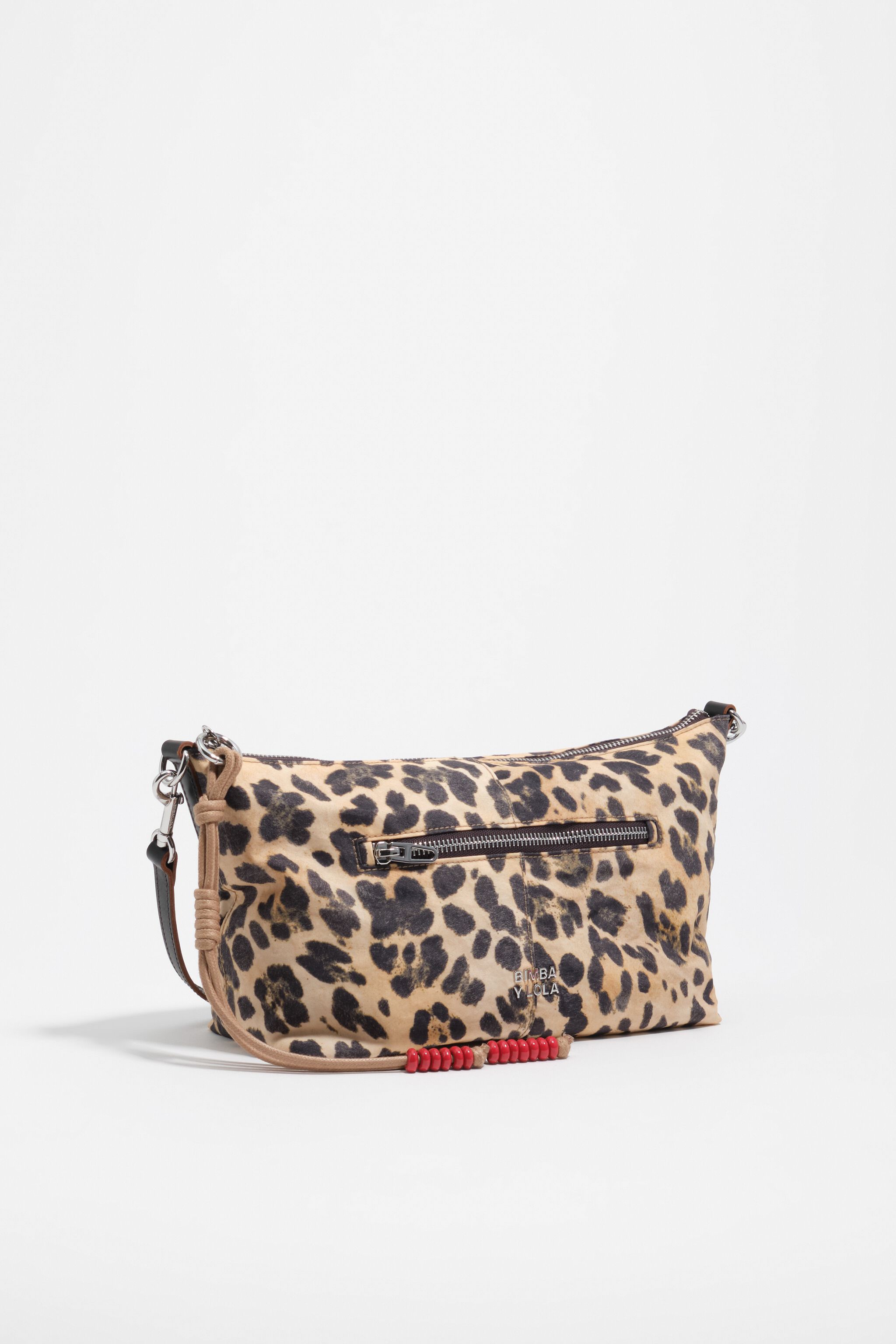 Bolso trapecio natural con estampado de leopardo