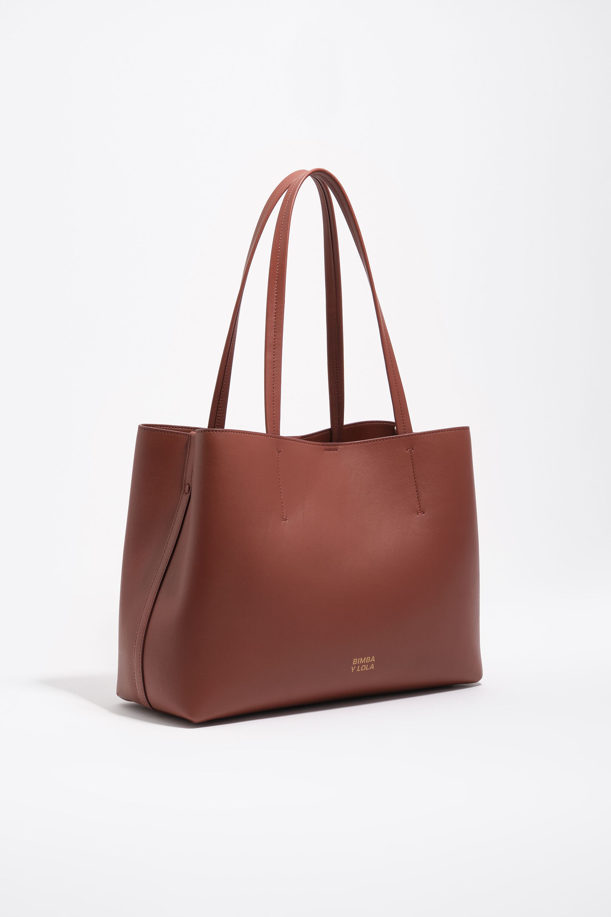 Bolso shopper de cuero de nogal grande