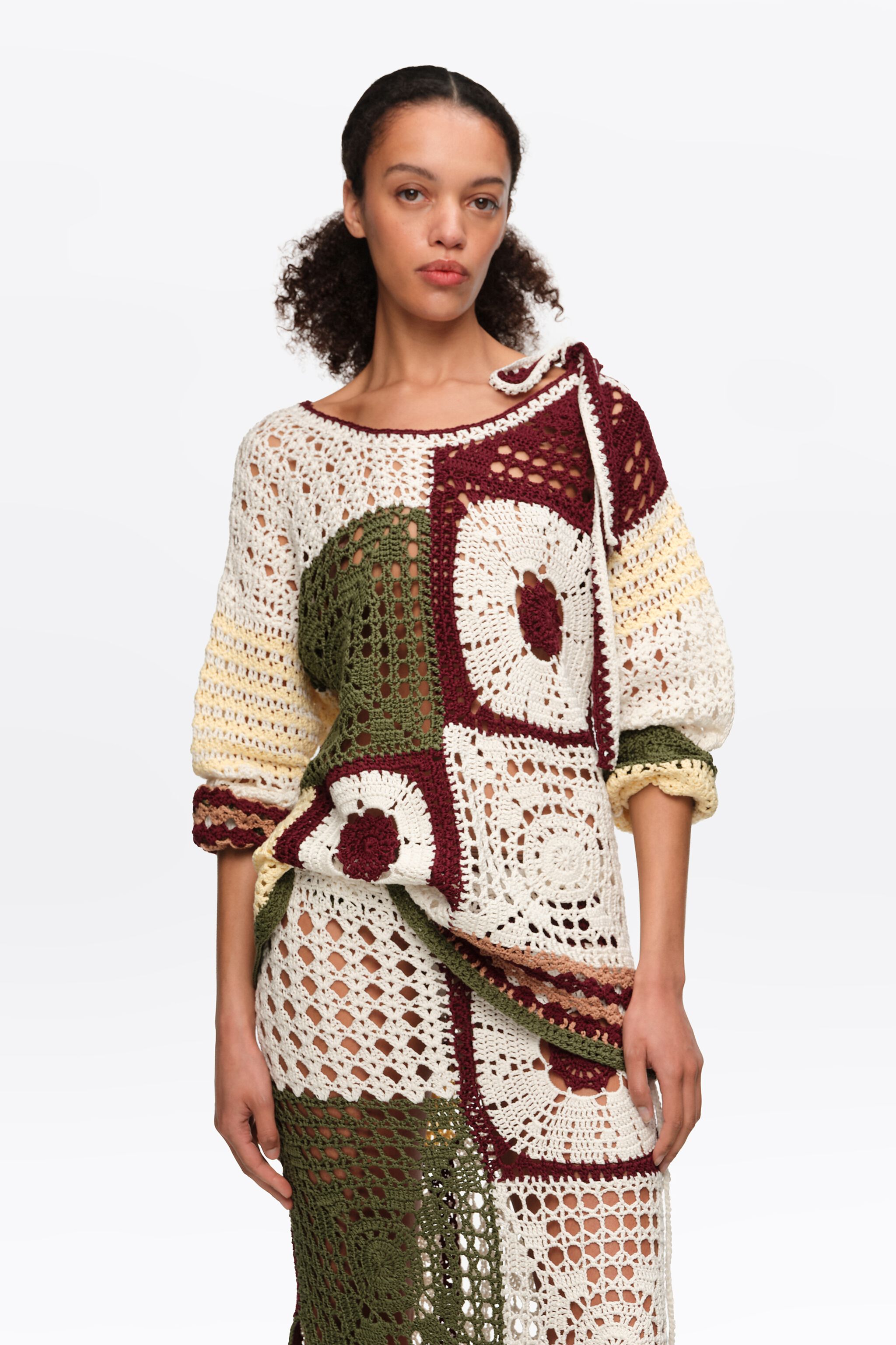 Sweater de ganchillo multicolor recto