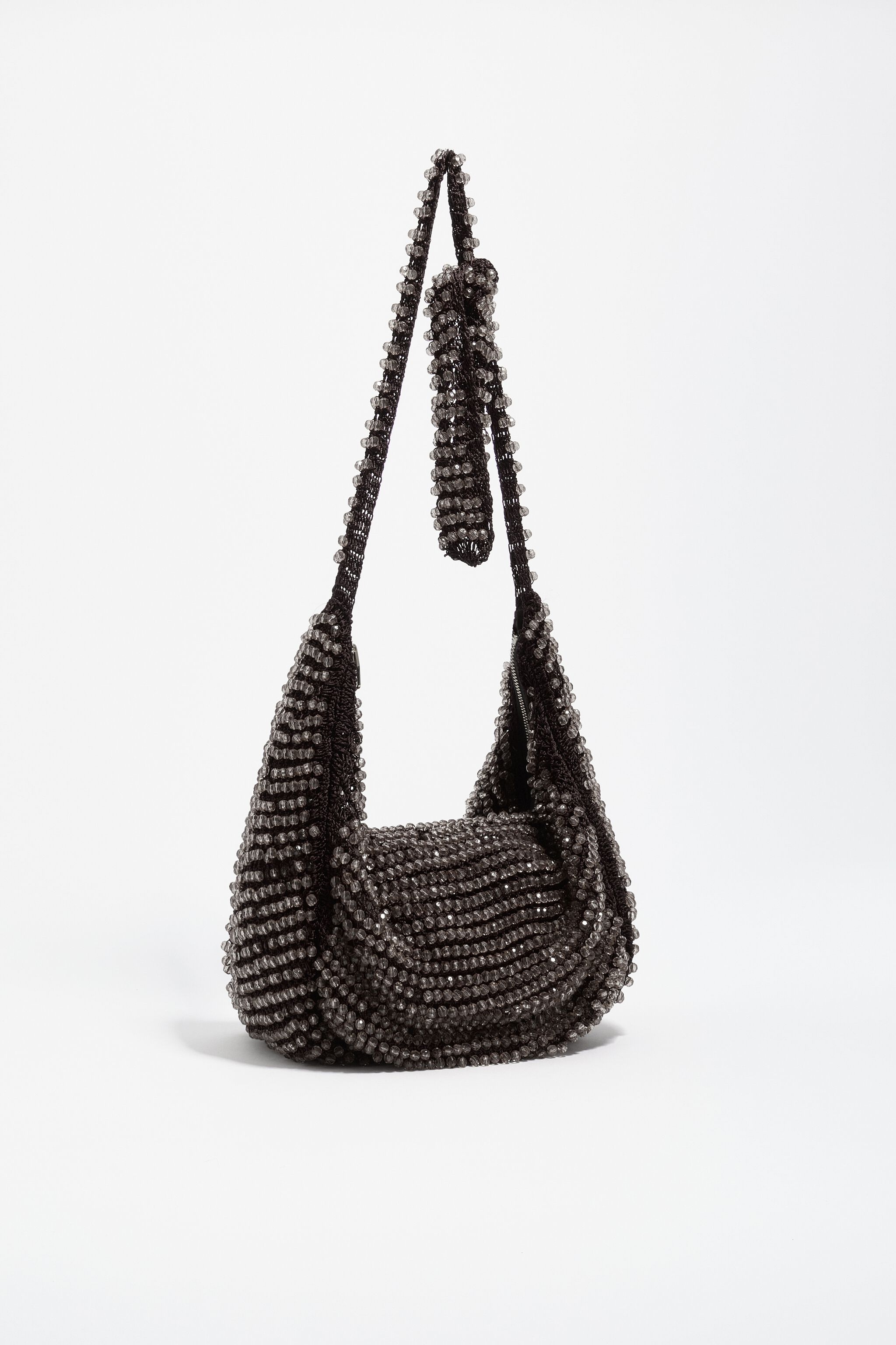 Bolso de crochet con cuentas de chocolate pequeño