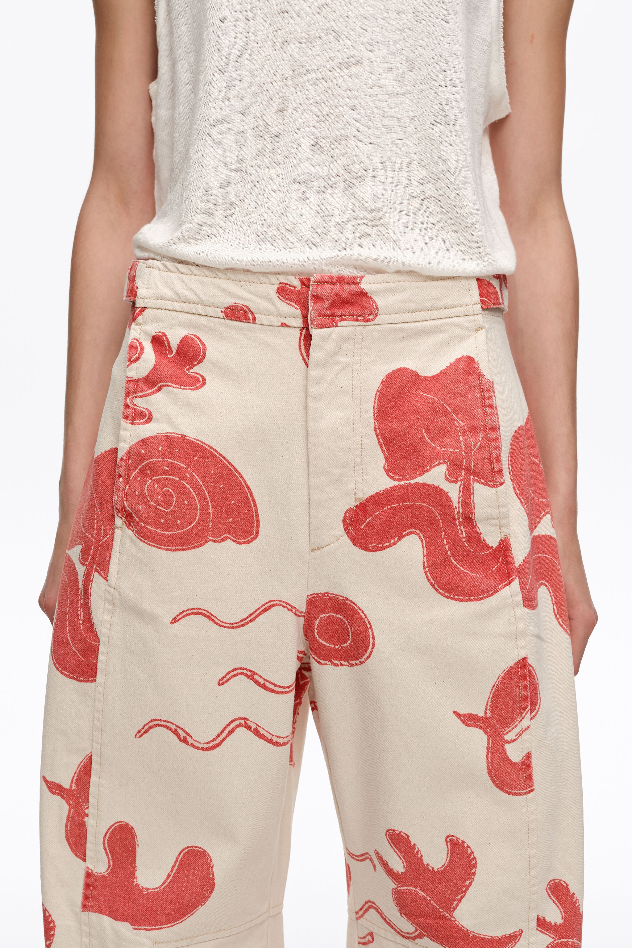 VAJILLA - Pantalones vaqueros ajustables de cintura rojo arena