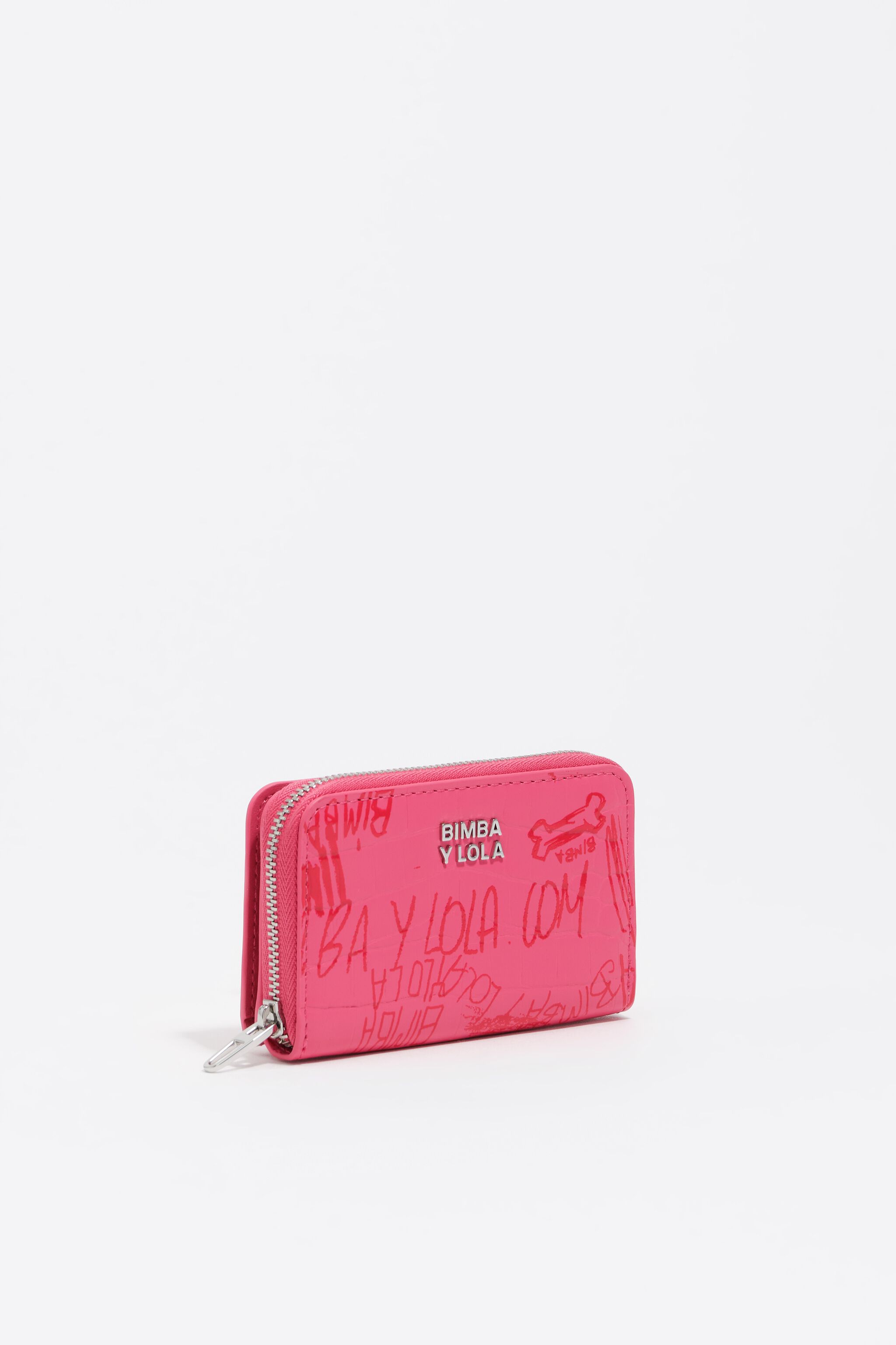 Bolso de cremallera rosa fresa con logotipos BIMBA