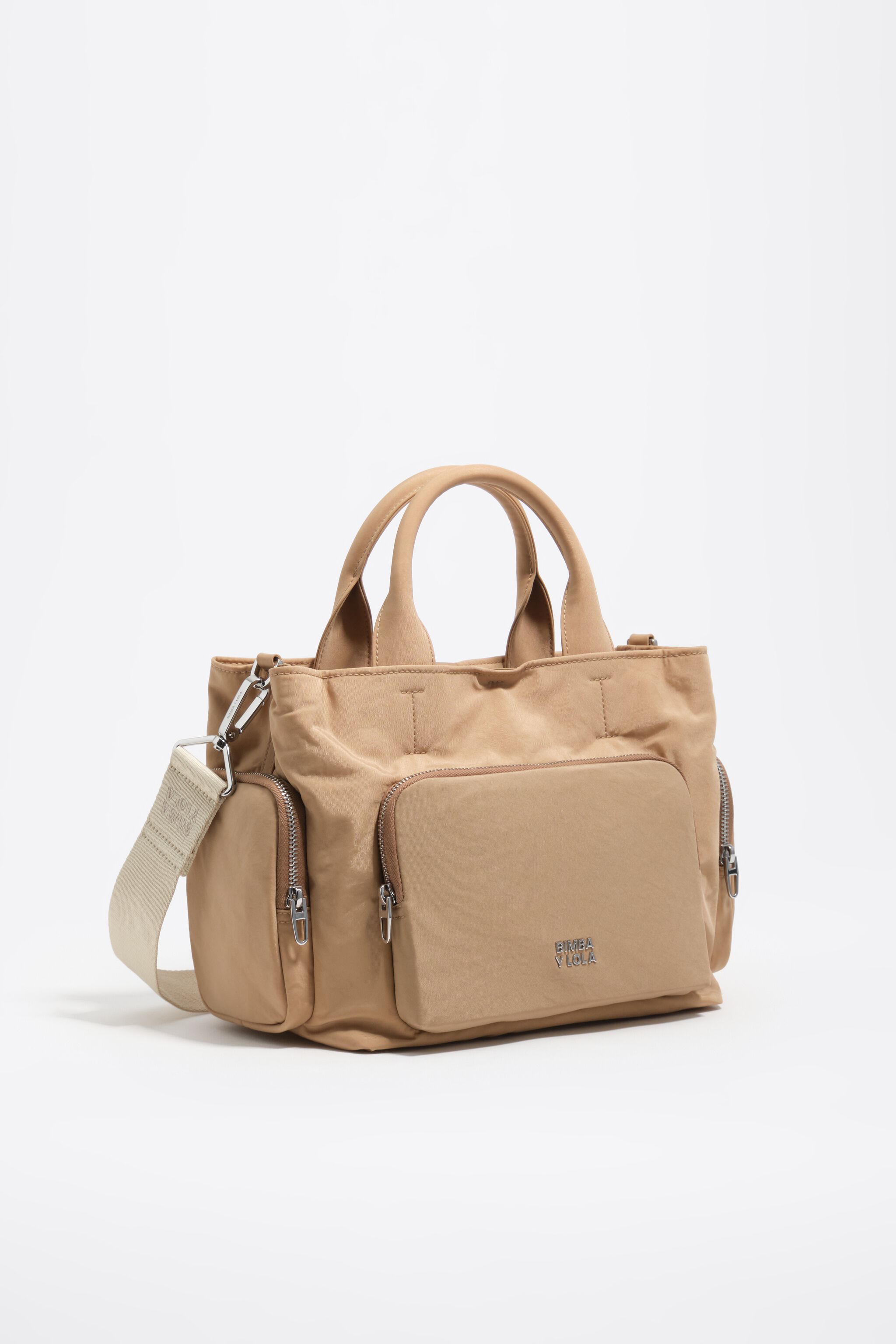 Bolso de bolsillo de nylon camel mediano