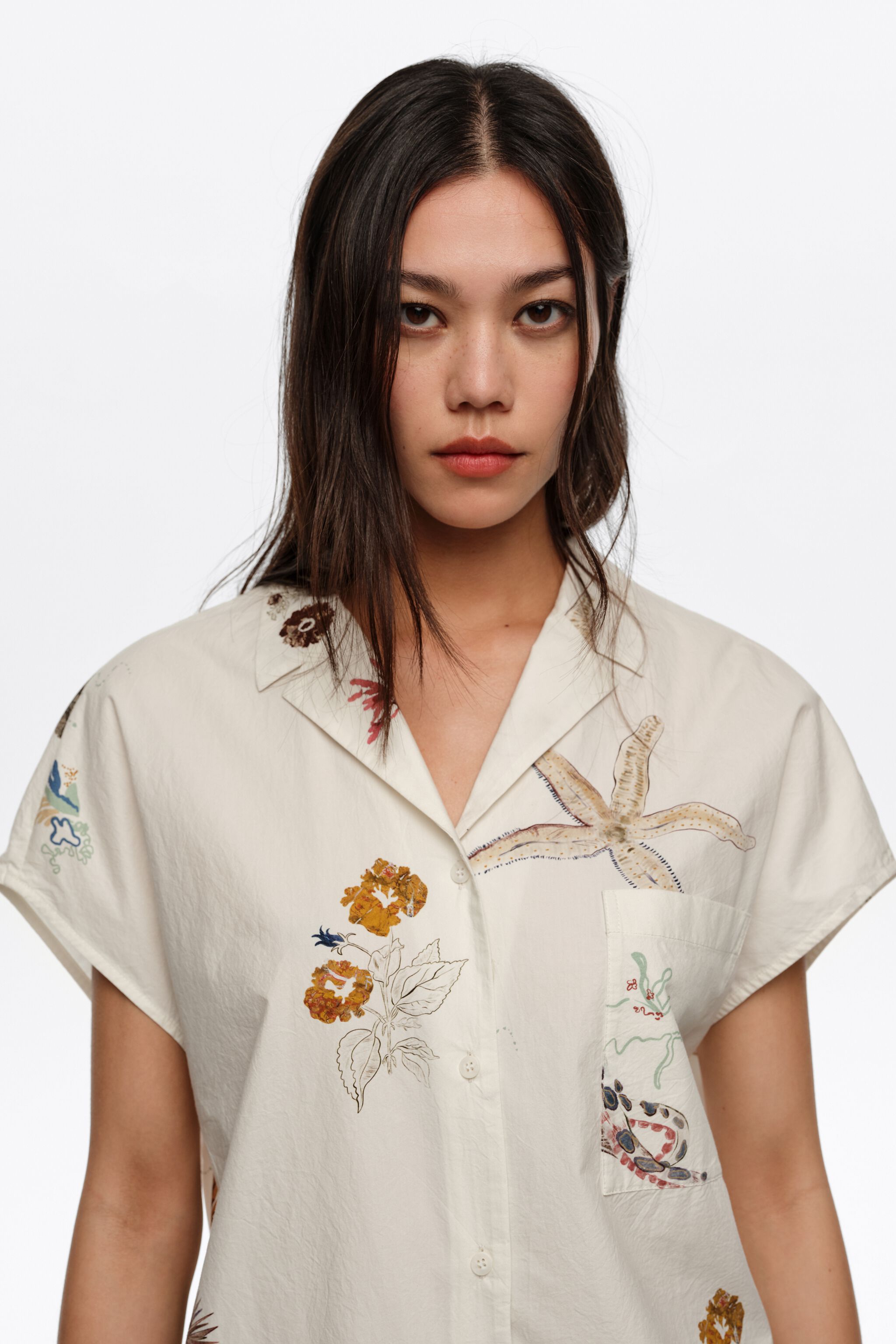 Camisa de capa de algodón marino claro