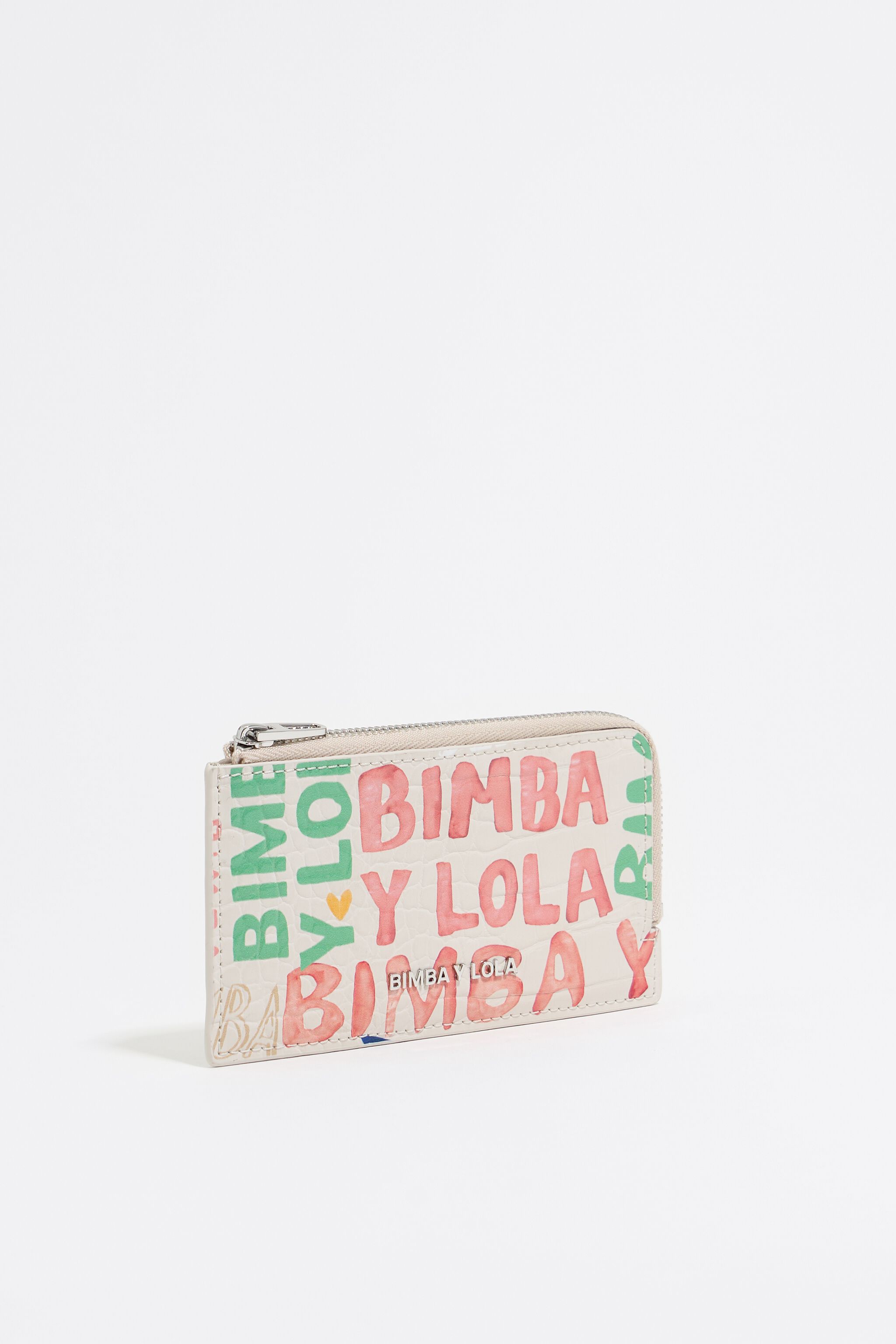Porta tarjetas/billetera con estampado de logotipo Ivory BIMBA