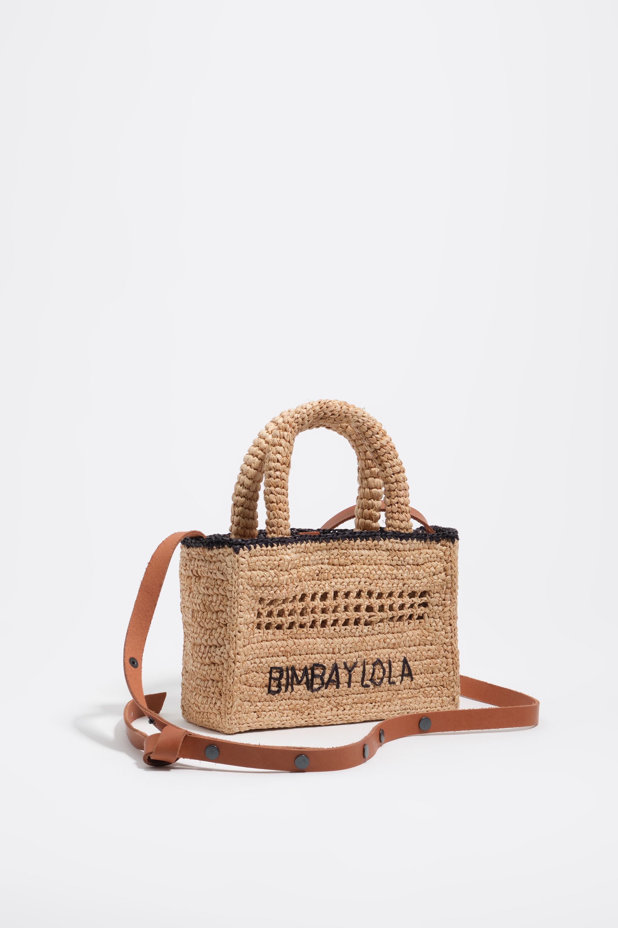 Bolso mini tejido de rafia natural
