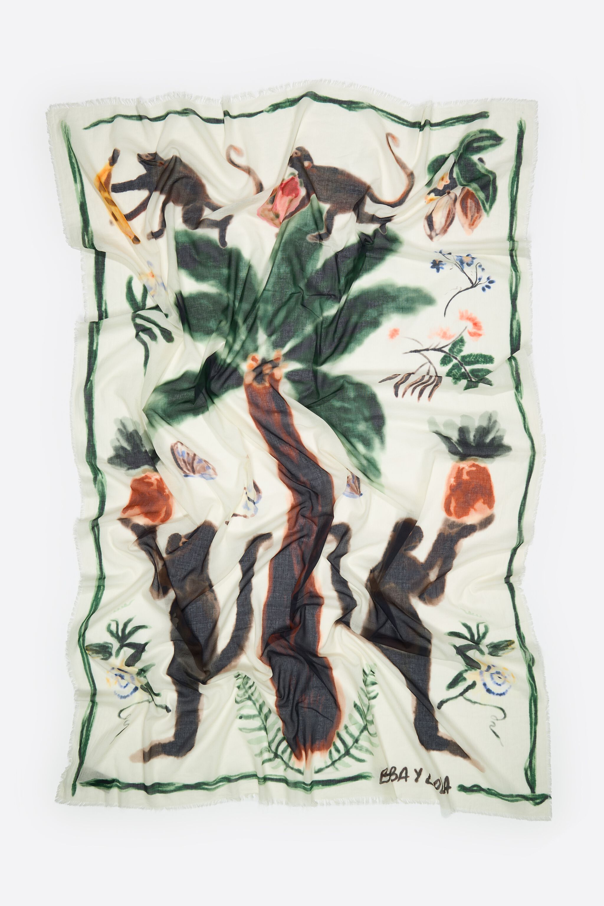 Sarong de algodón lavado con mono