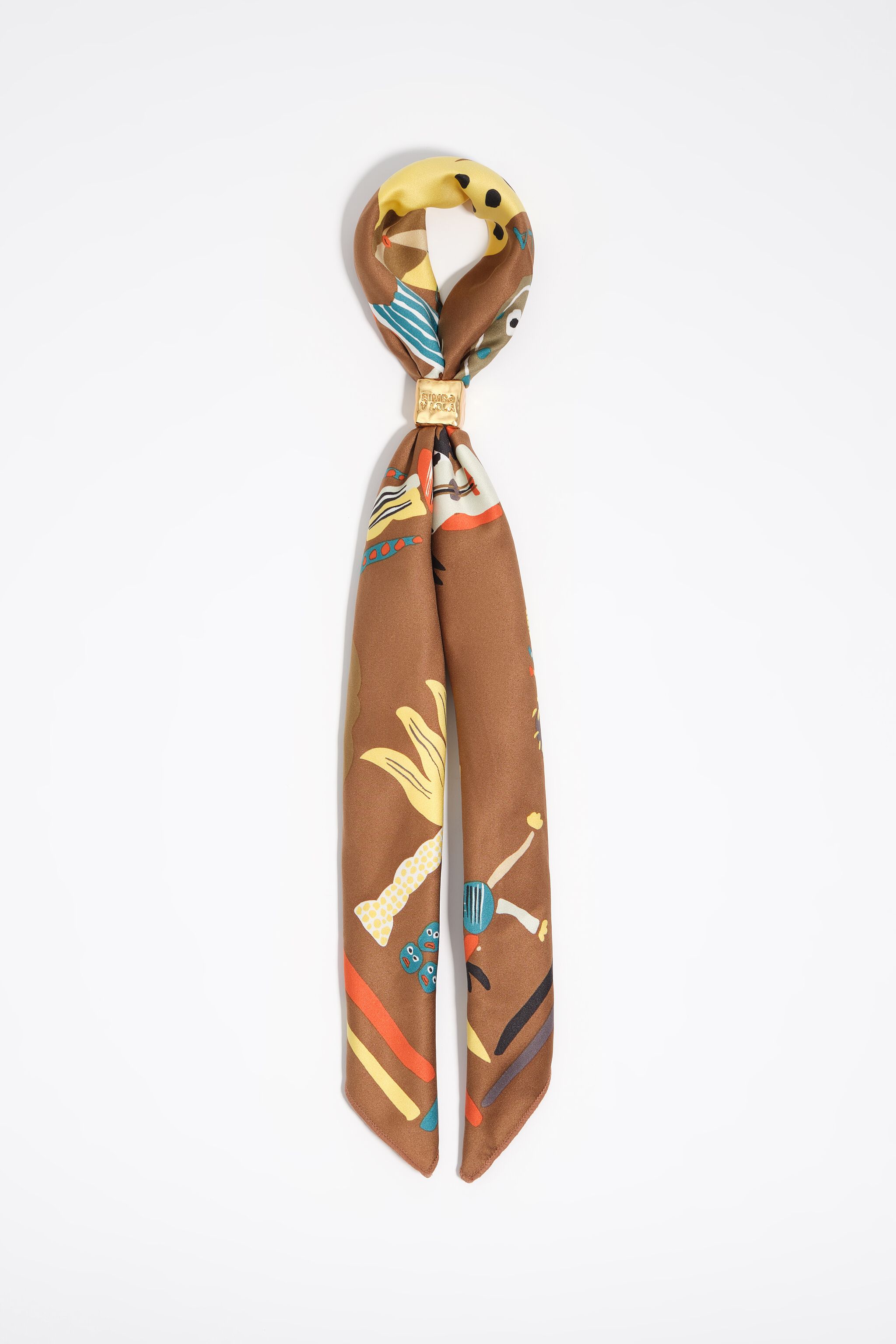 Collar de bolsa con adorno de isla marrón