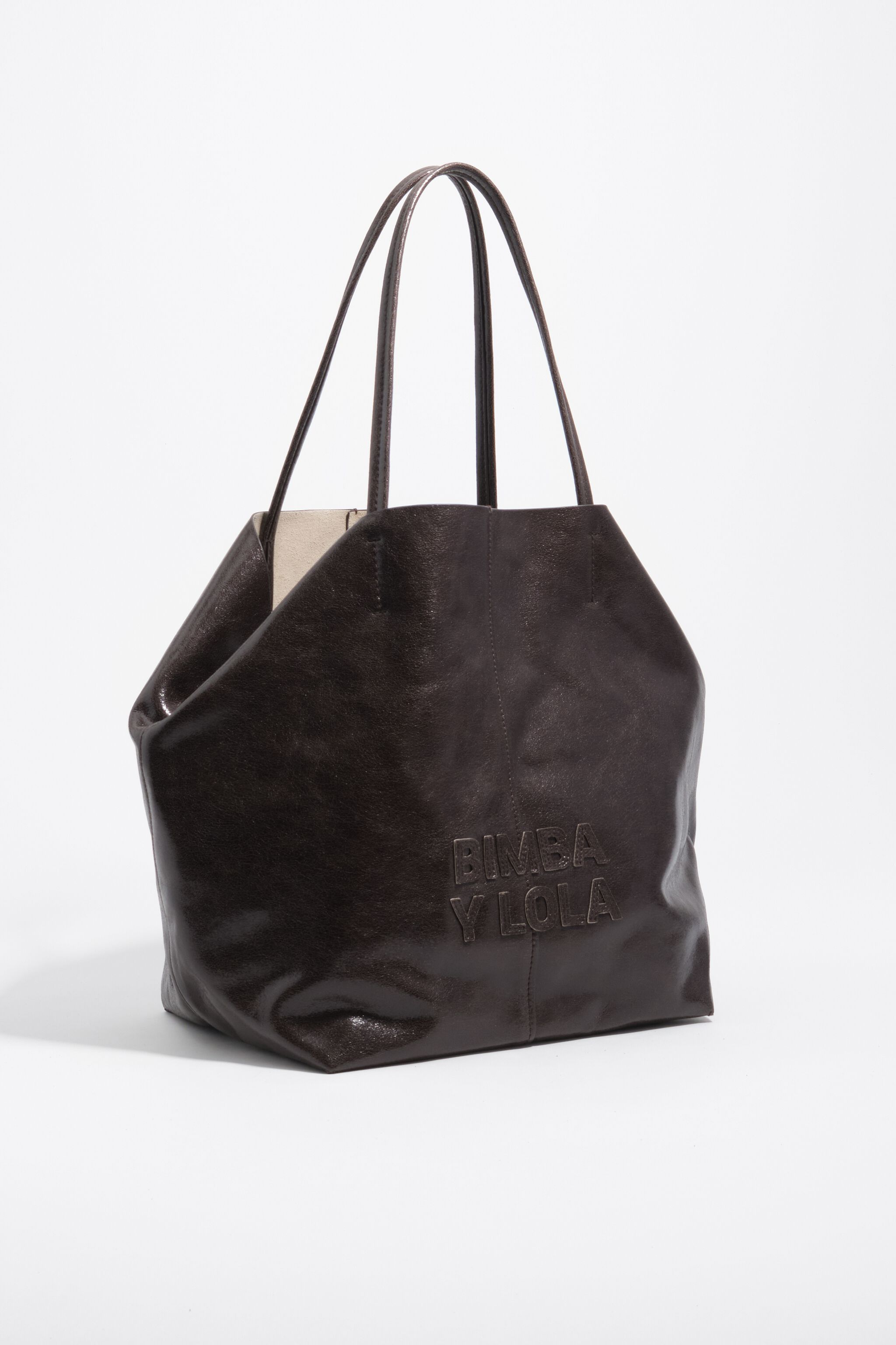 Bolso bandolera de cuero de chocolate oscuro grande