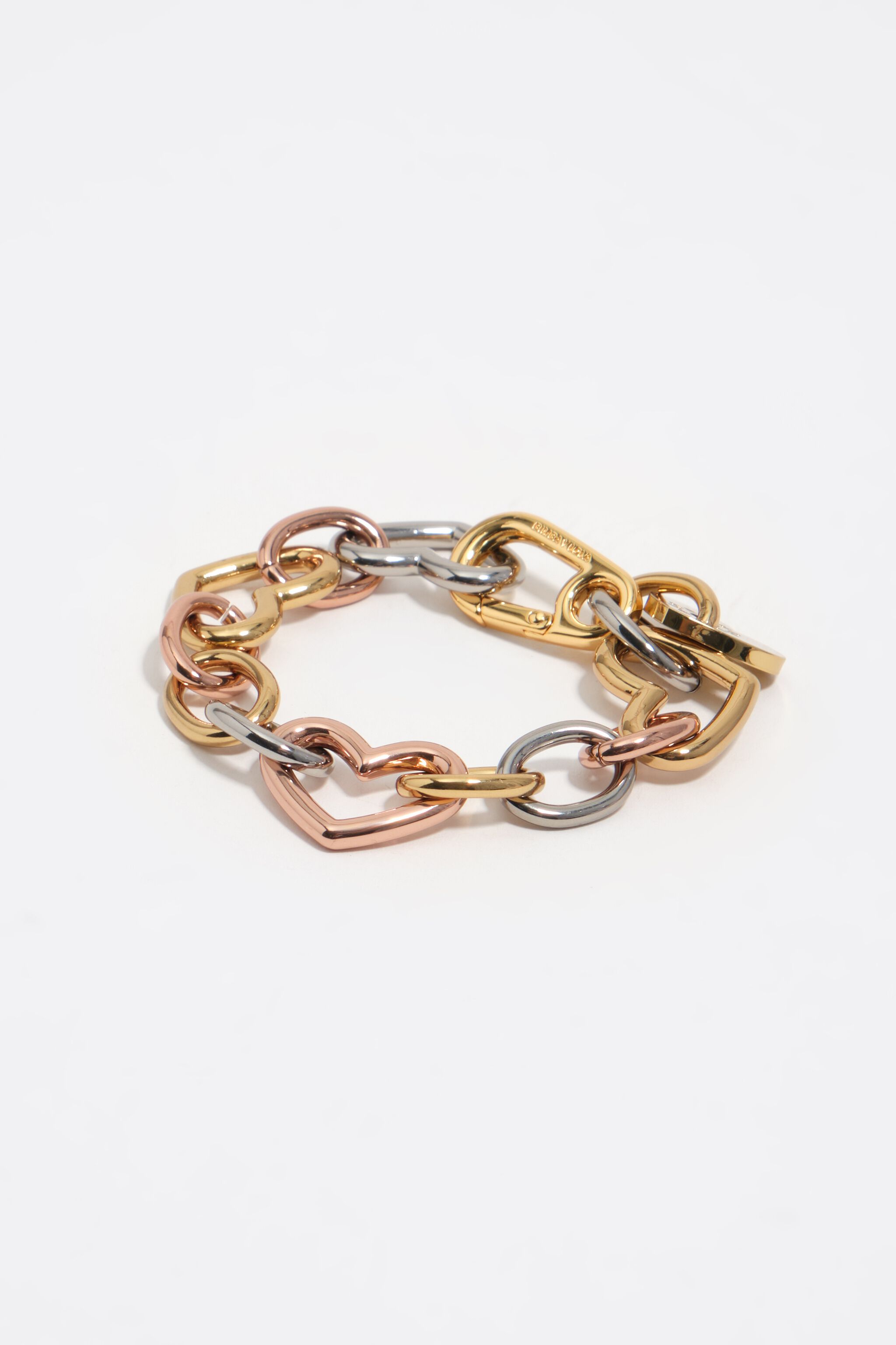 Pulsera de cadena de corazón en tres tonos