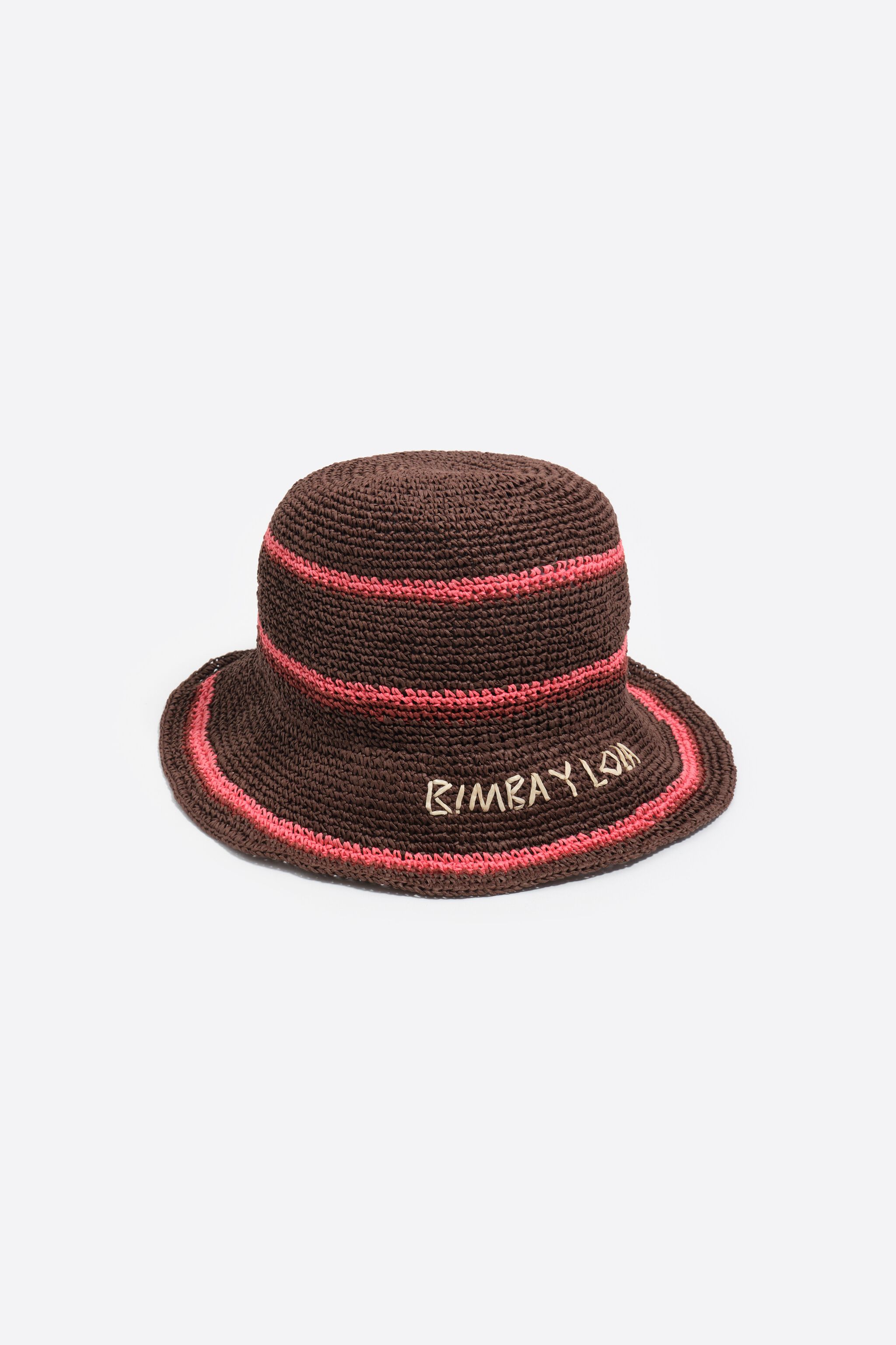 Sombrero con efecto rafia marrón