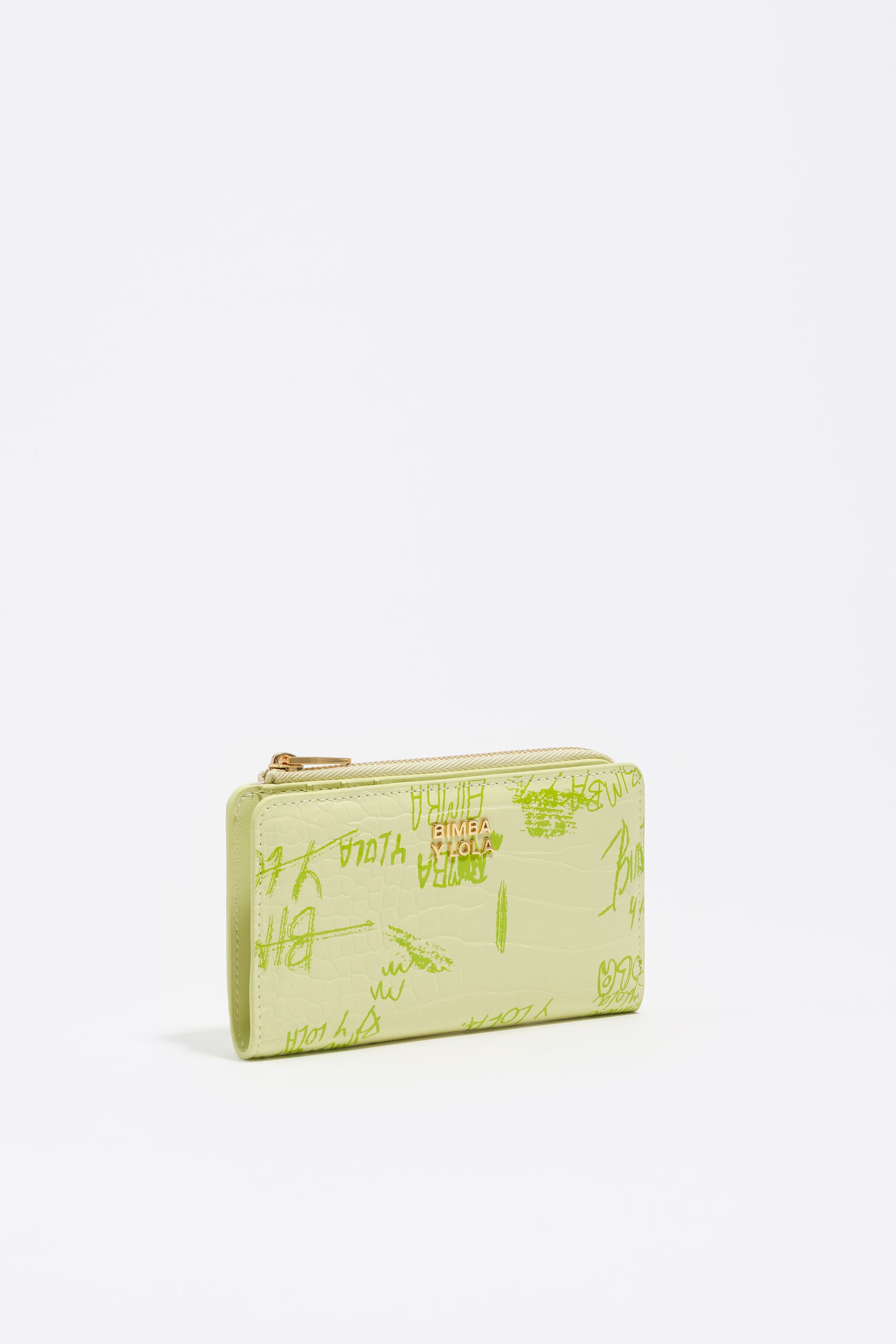 Billetera compacta con logotipos BIMBA en verde pastel