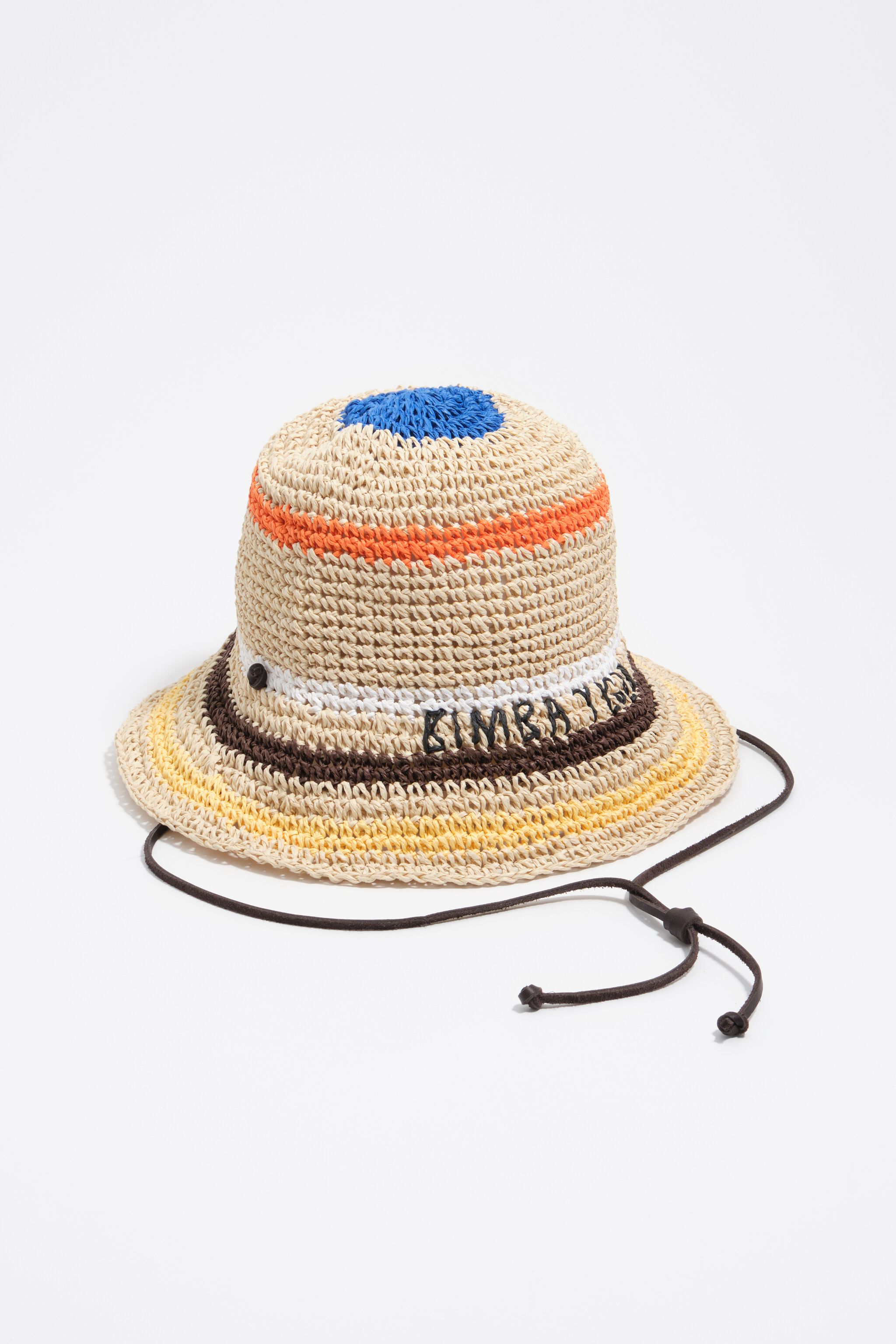 Sombrero con efecto rafia y rayas multicolor