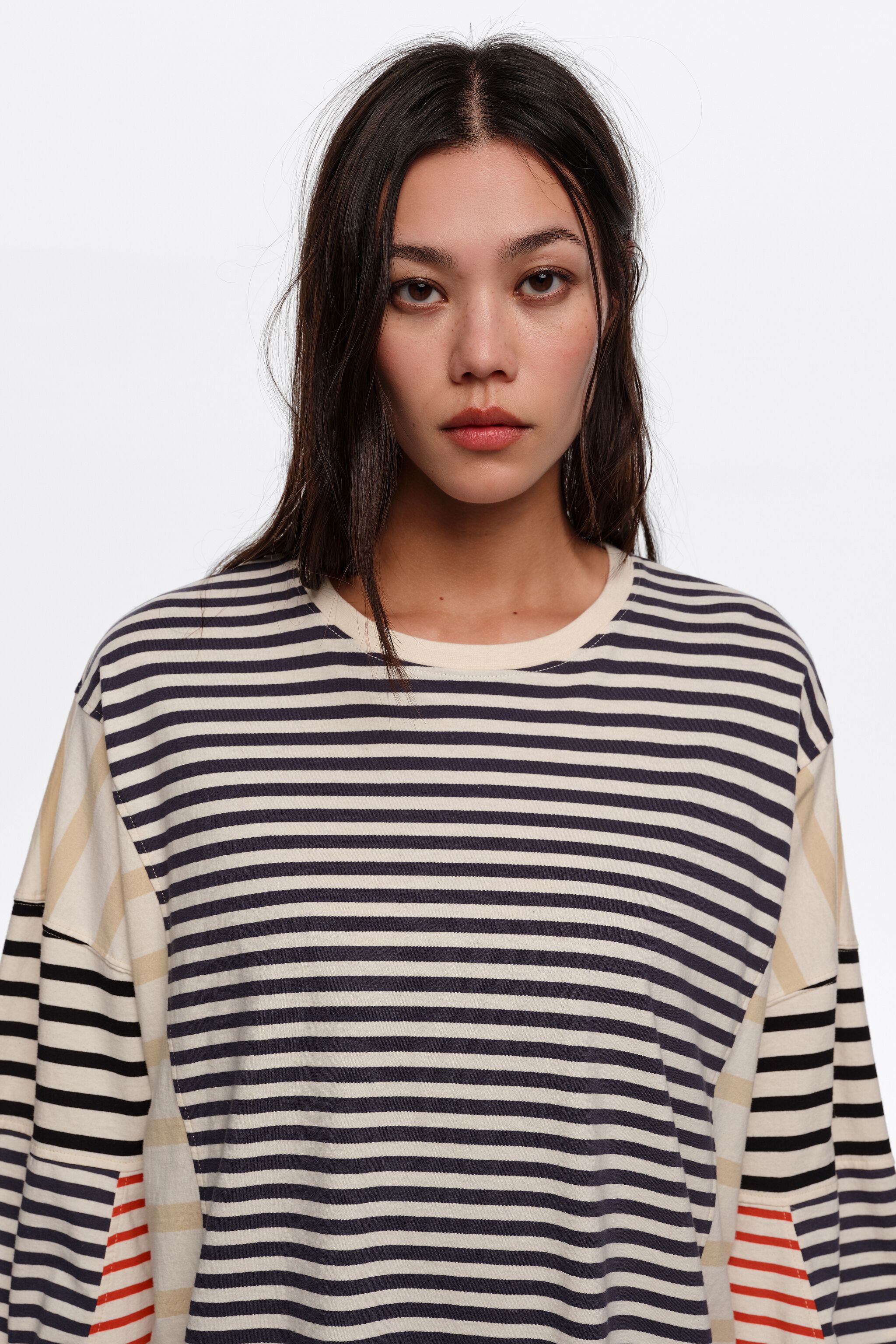 Camiseta oversize de rayas multicolor