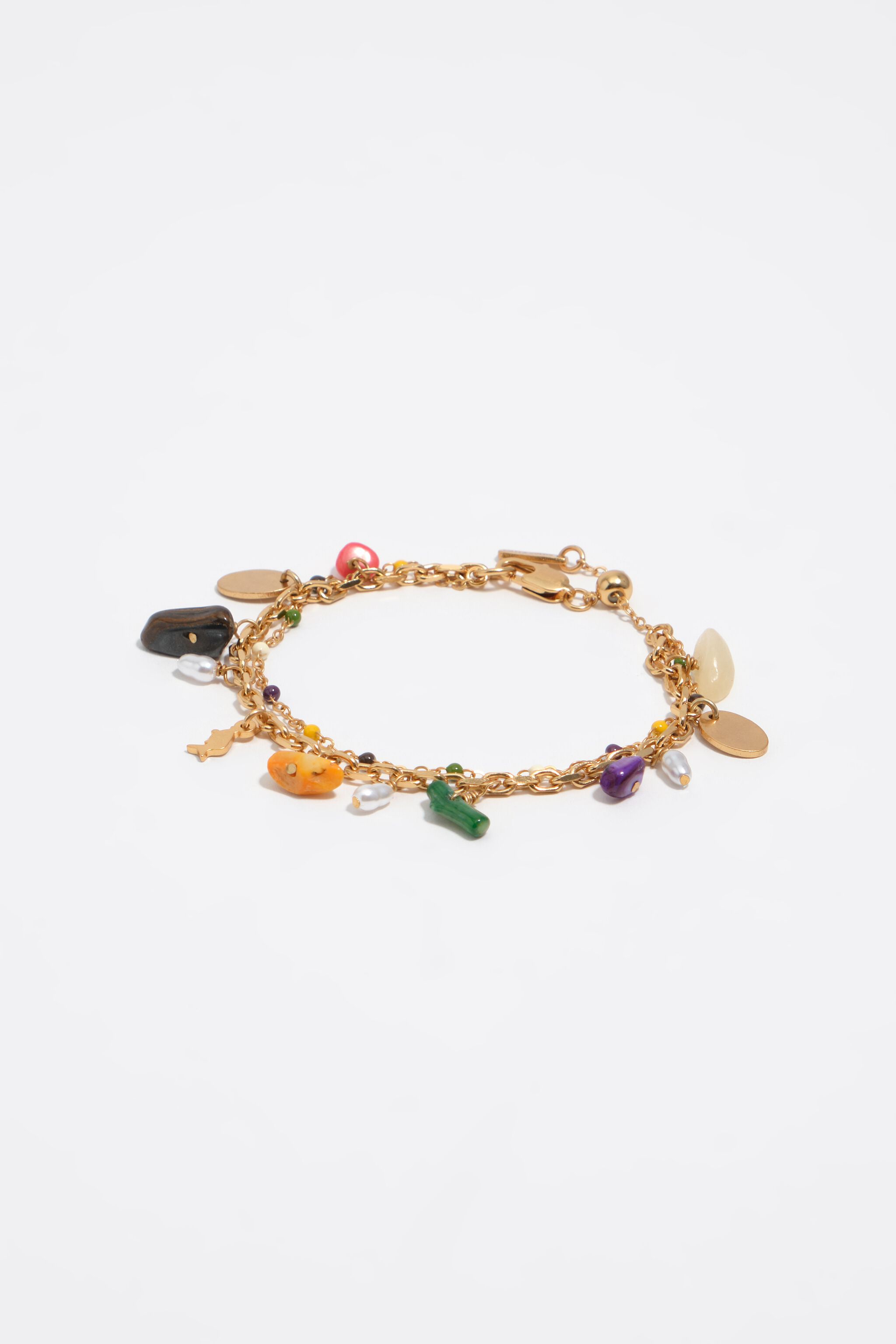 Pulsera de doble capa con piedras multicolor