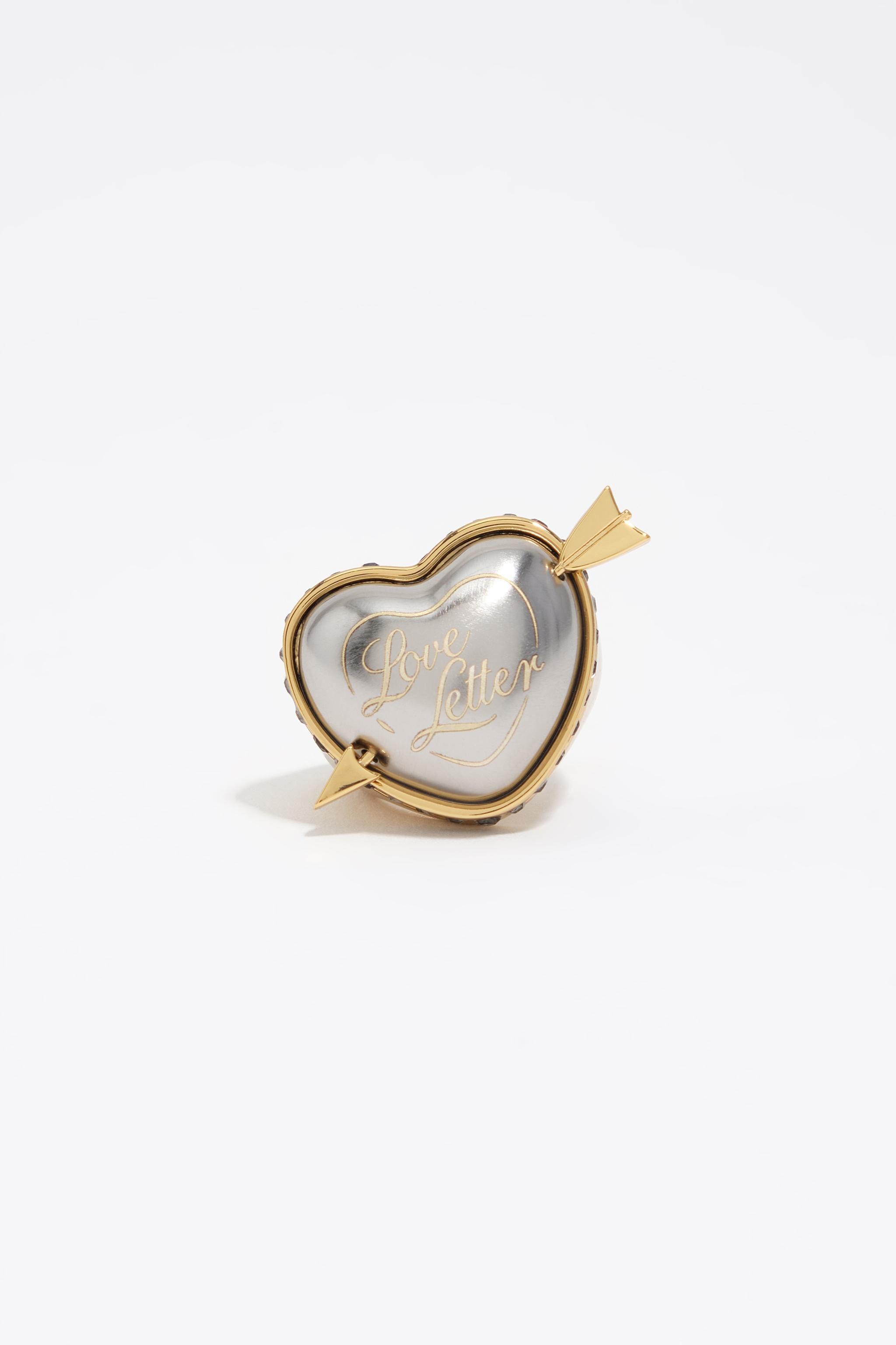 Anillo de corazón de carta de amor bicolor