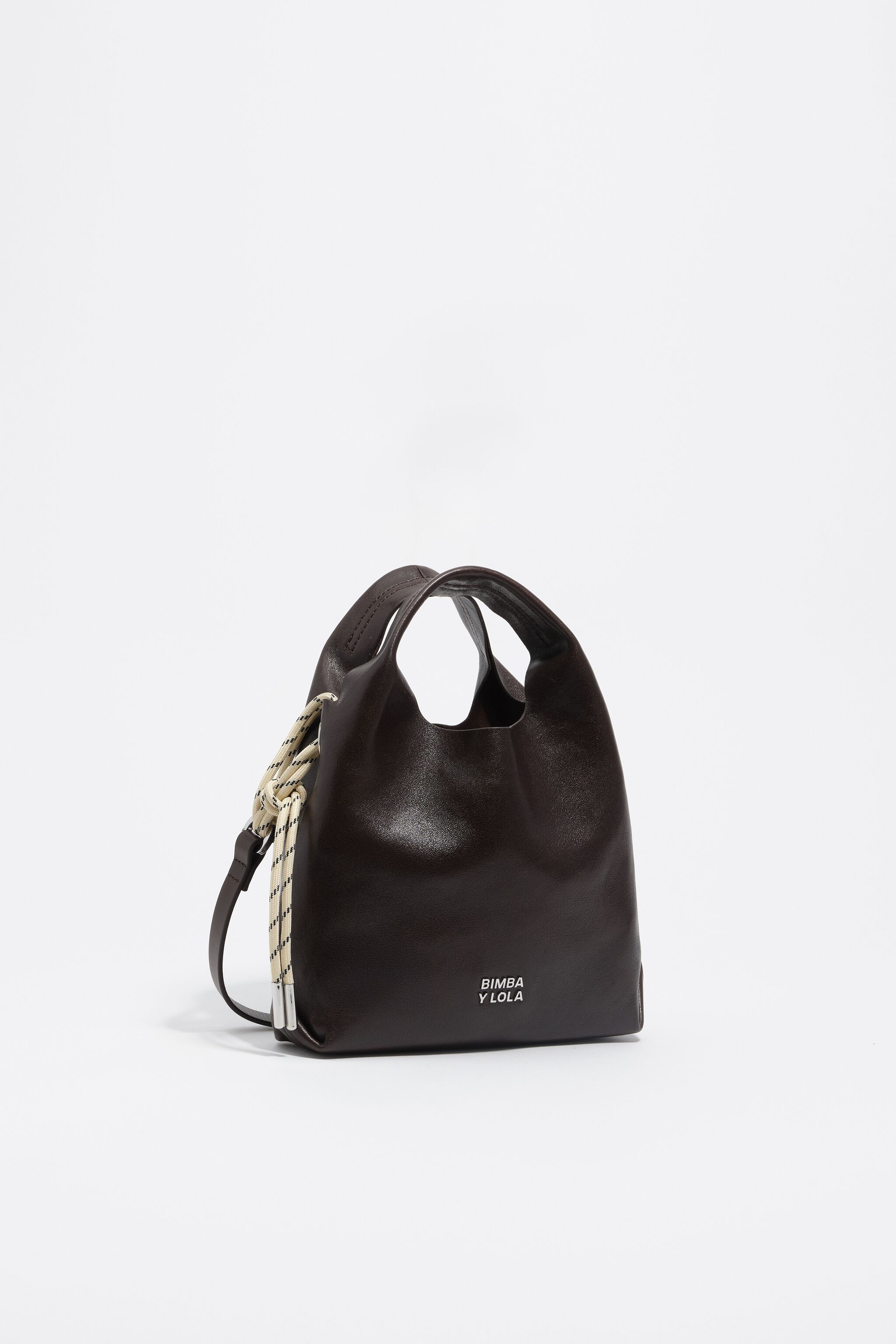 Bolso de papel mini de cuero de café