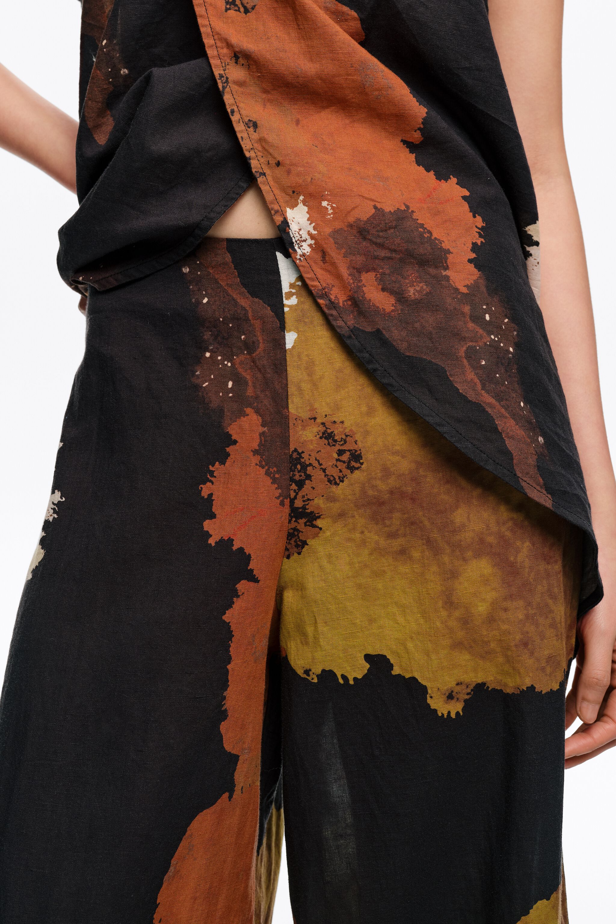 Pantalones holgados de lino negros