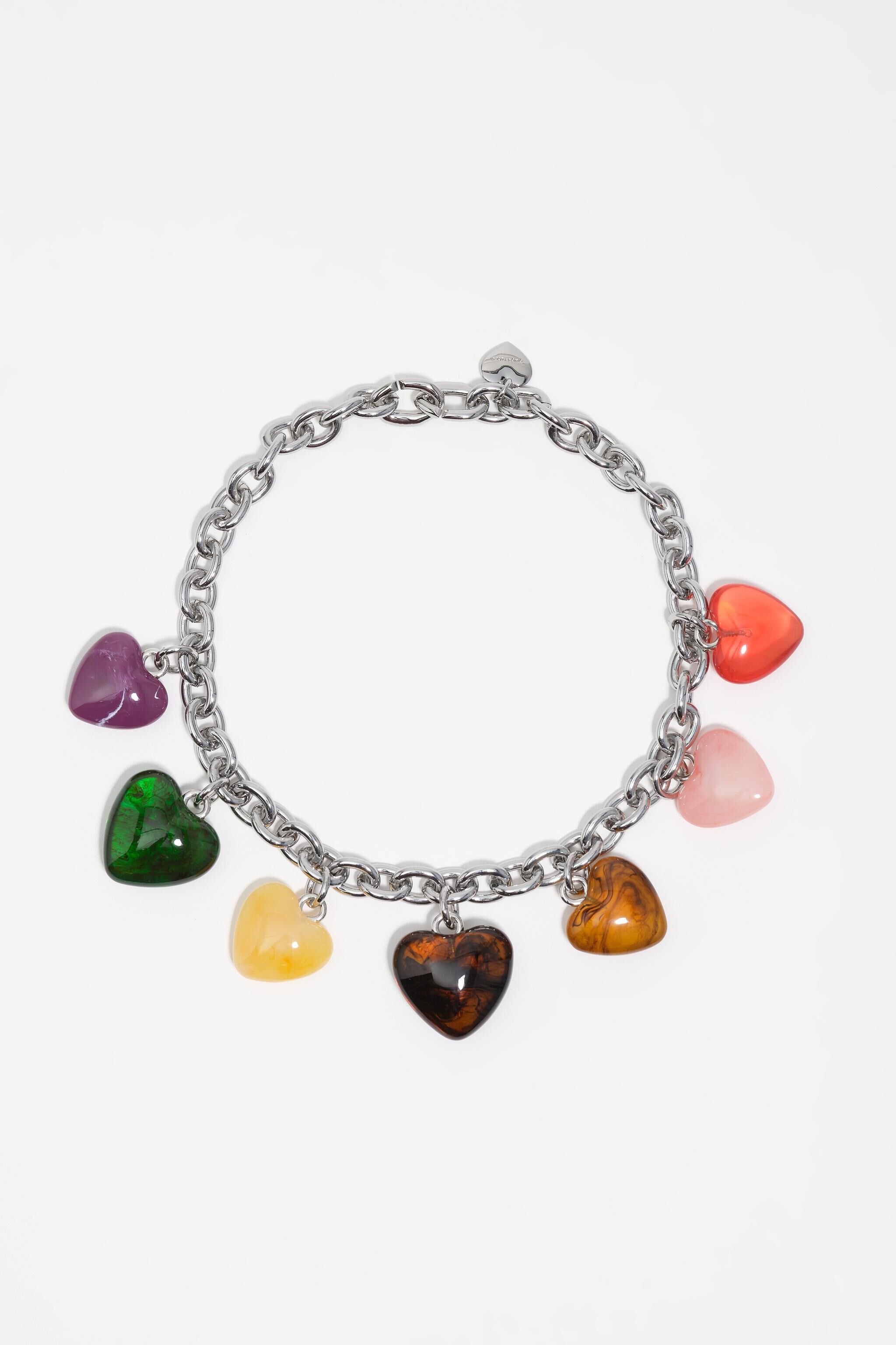 Collar de corazones de resina multicolor