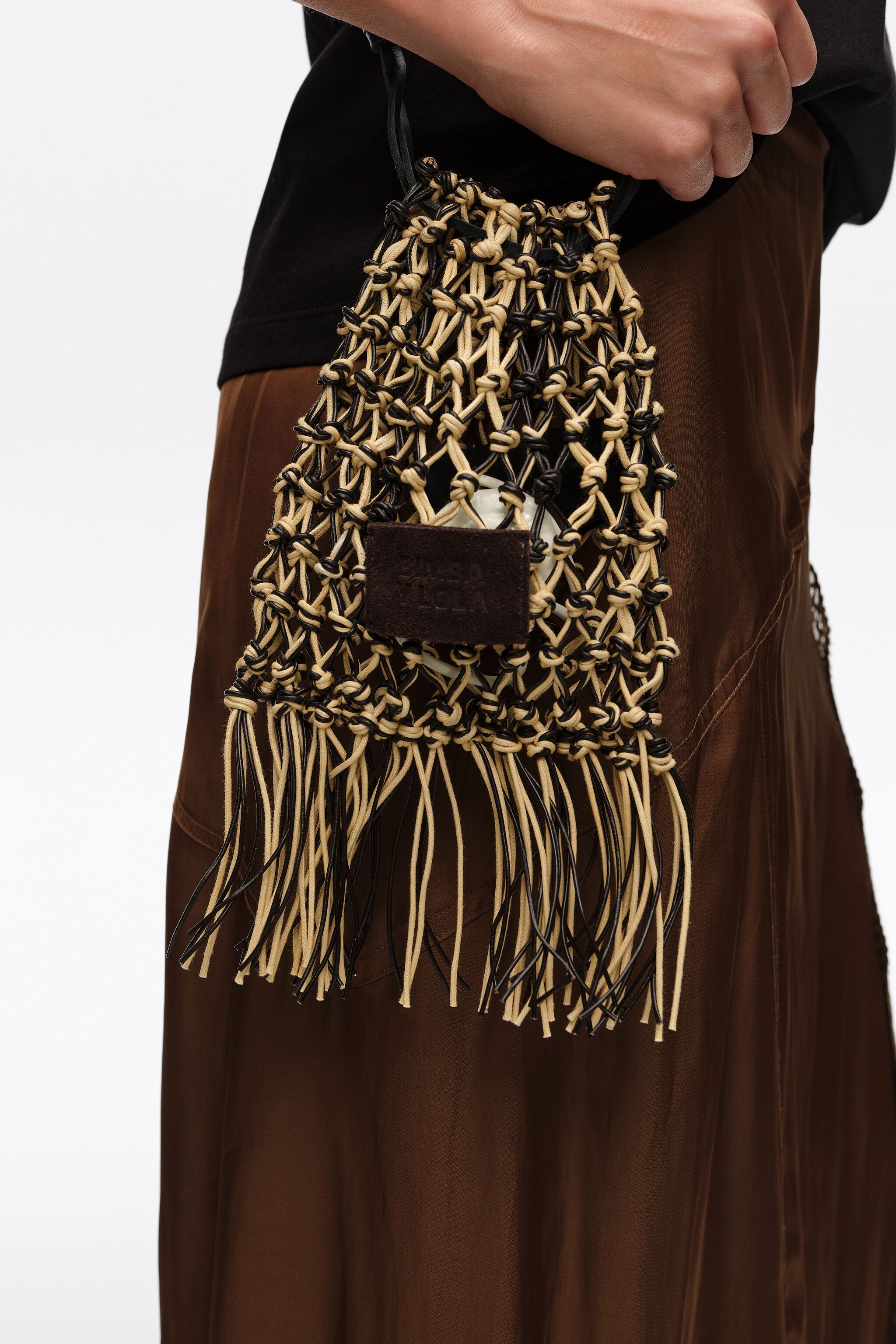 Bolso de cuero pequeño de vainilla