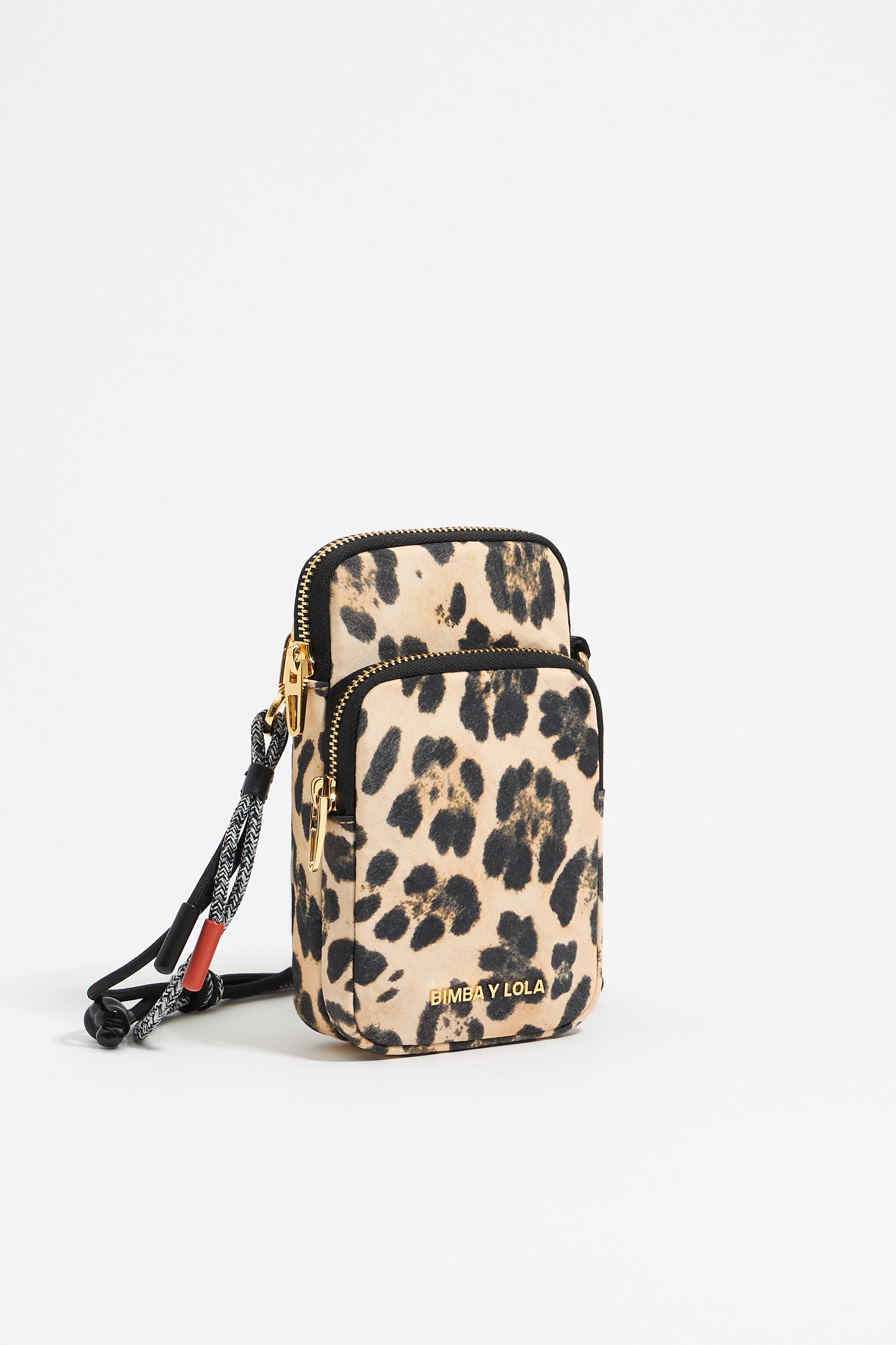 Funda para teléfono de nailon con estampado de leopardo beige