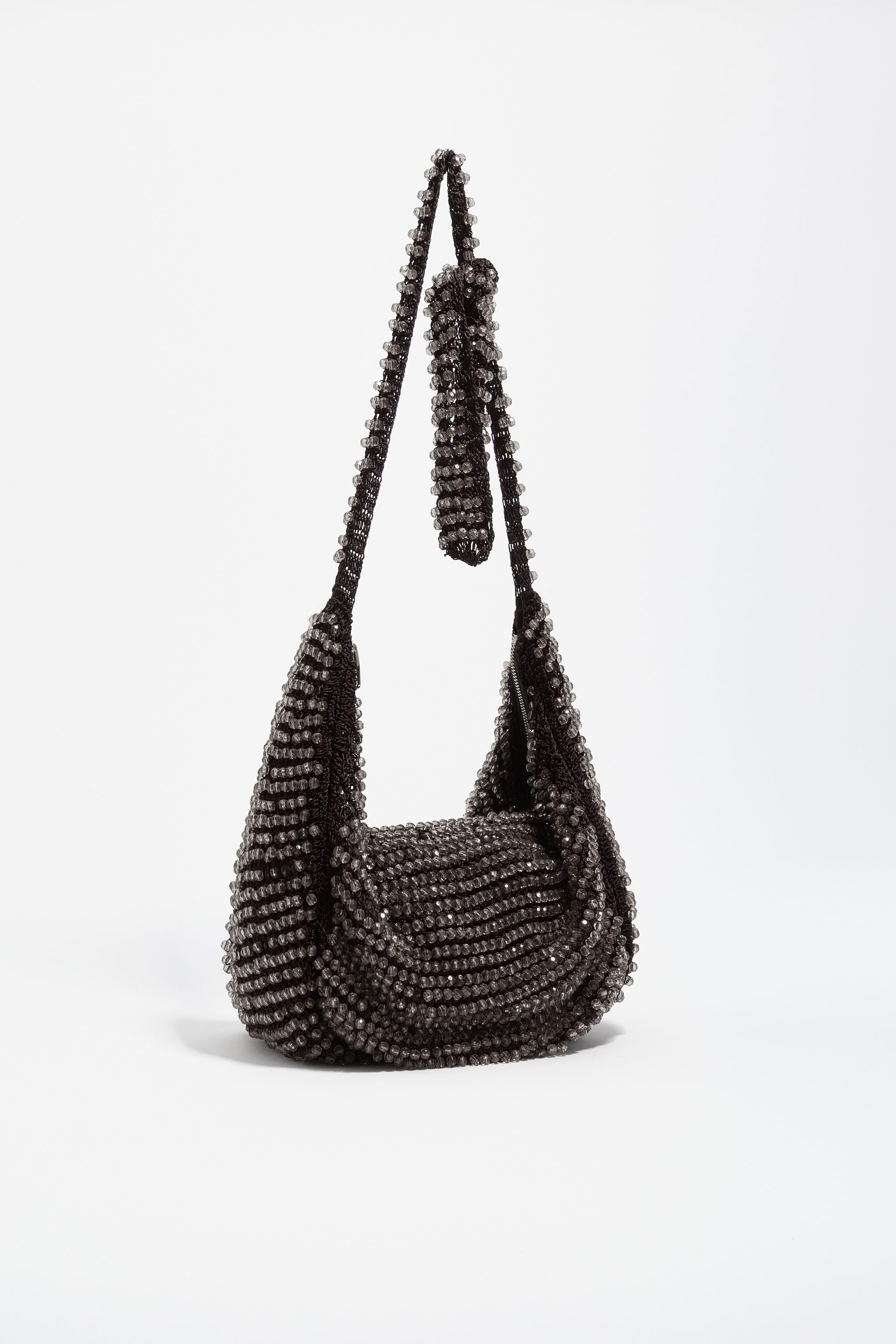 Bolso de crochet con cuentas de chocolate pequeño