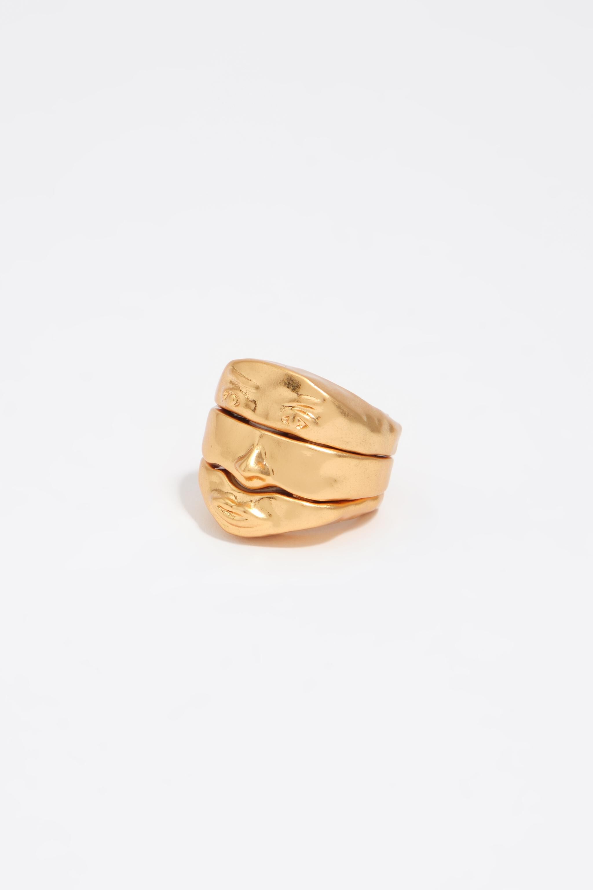 Conjunto de 3 anillos faciales mate dorado