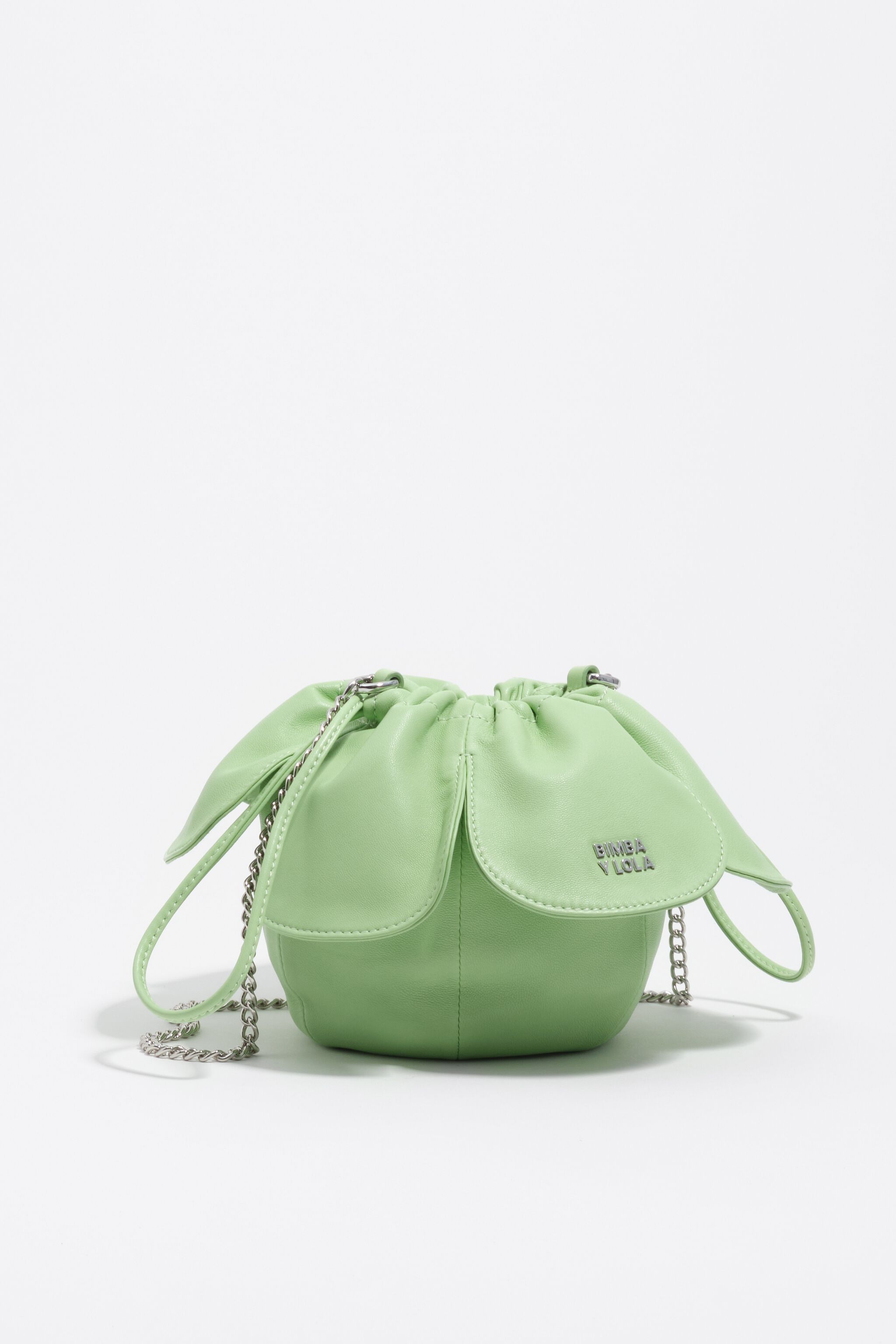 Bolso Pétalo de cuero verde pastel