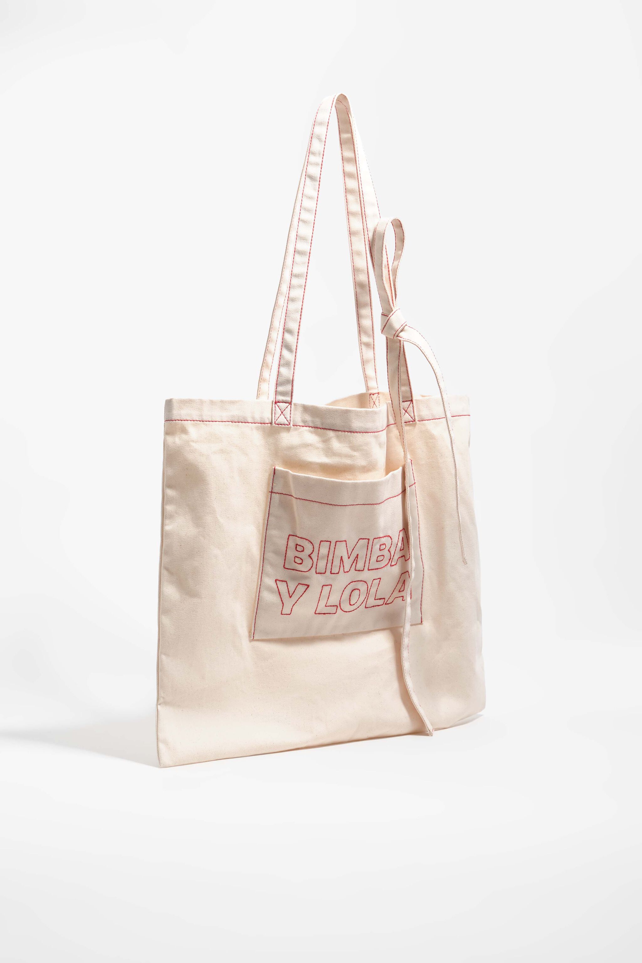 Bolso de lona beige claro grande